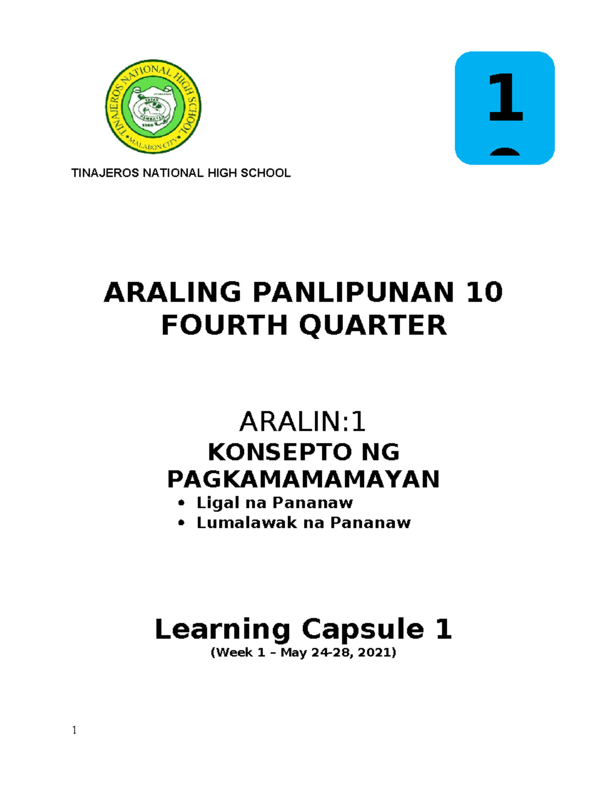 G10 Learning- Capsule-1 4TH- Quarter Week-1 - TINAJEROS NATIONAL HIGH ...