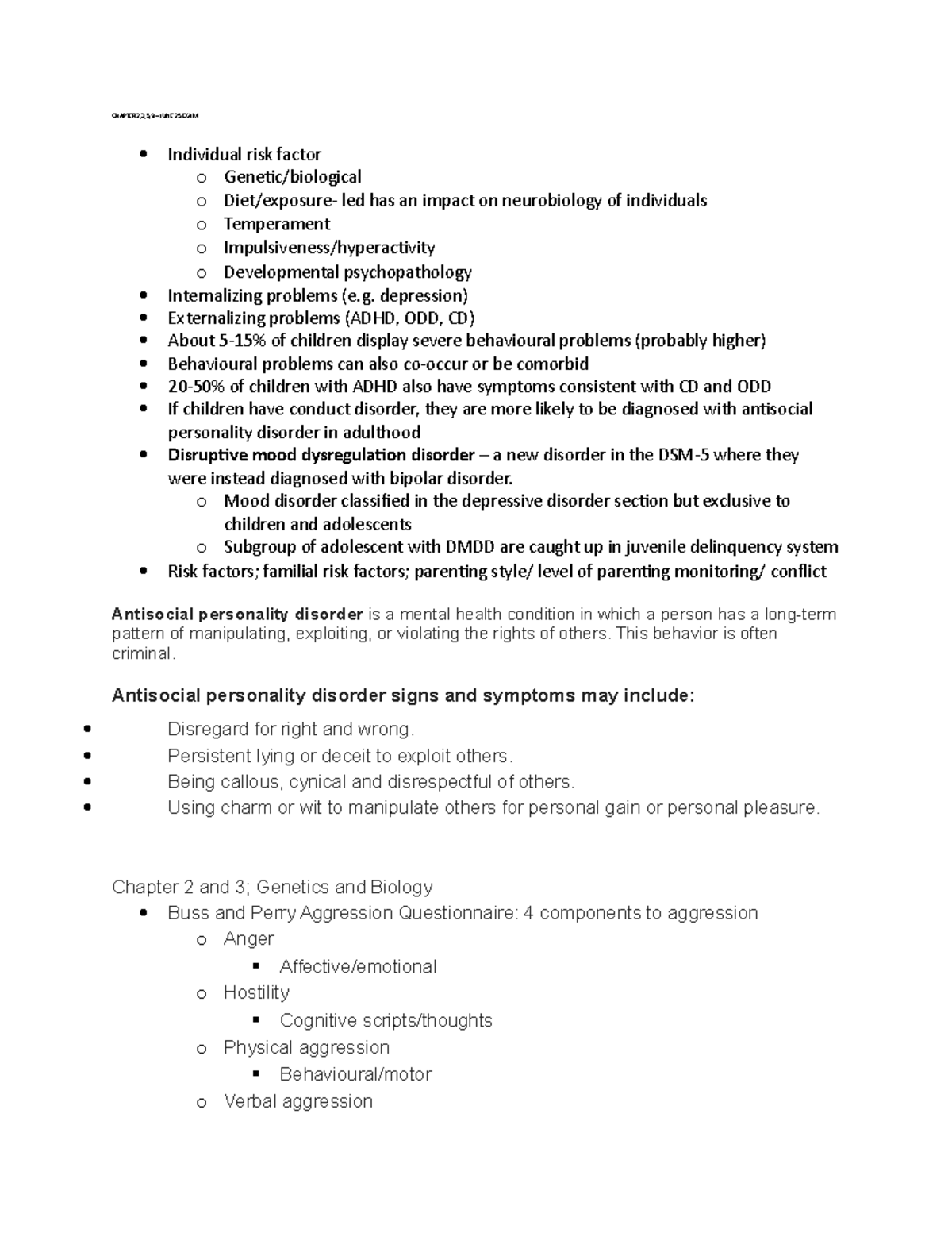 Textbook Notes 2,3,5,9 Psychological explanation of crime; crim 103 and ...