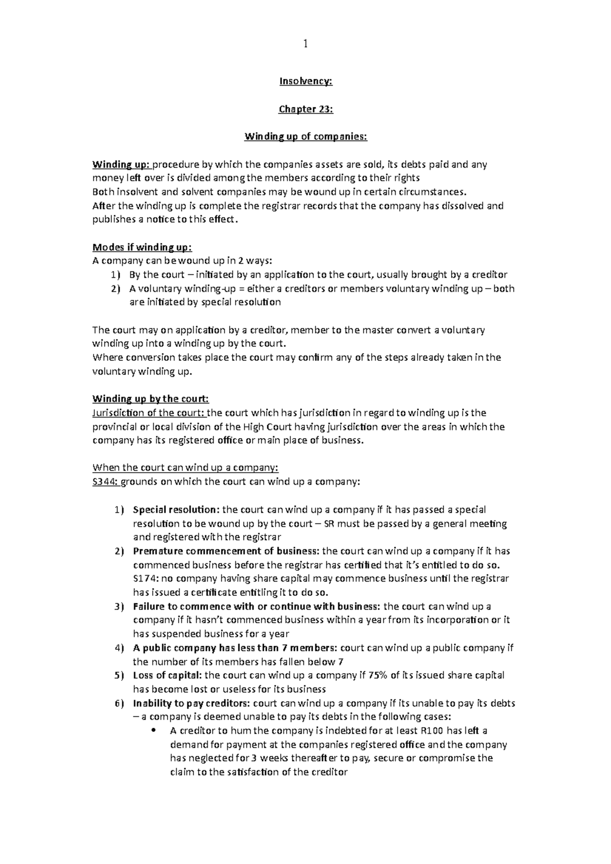 MRL3701-Chp-23 Notes to assist with the module - Insolvency: Chapter 23 ...