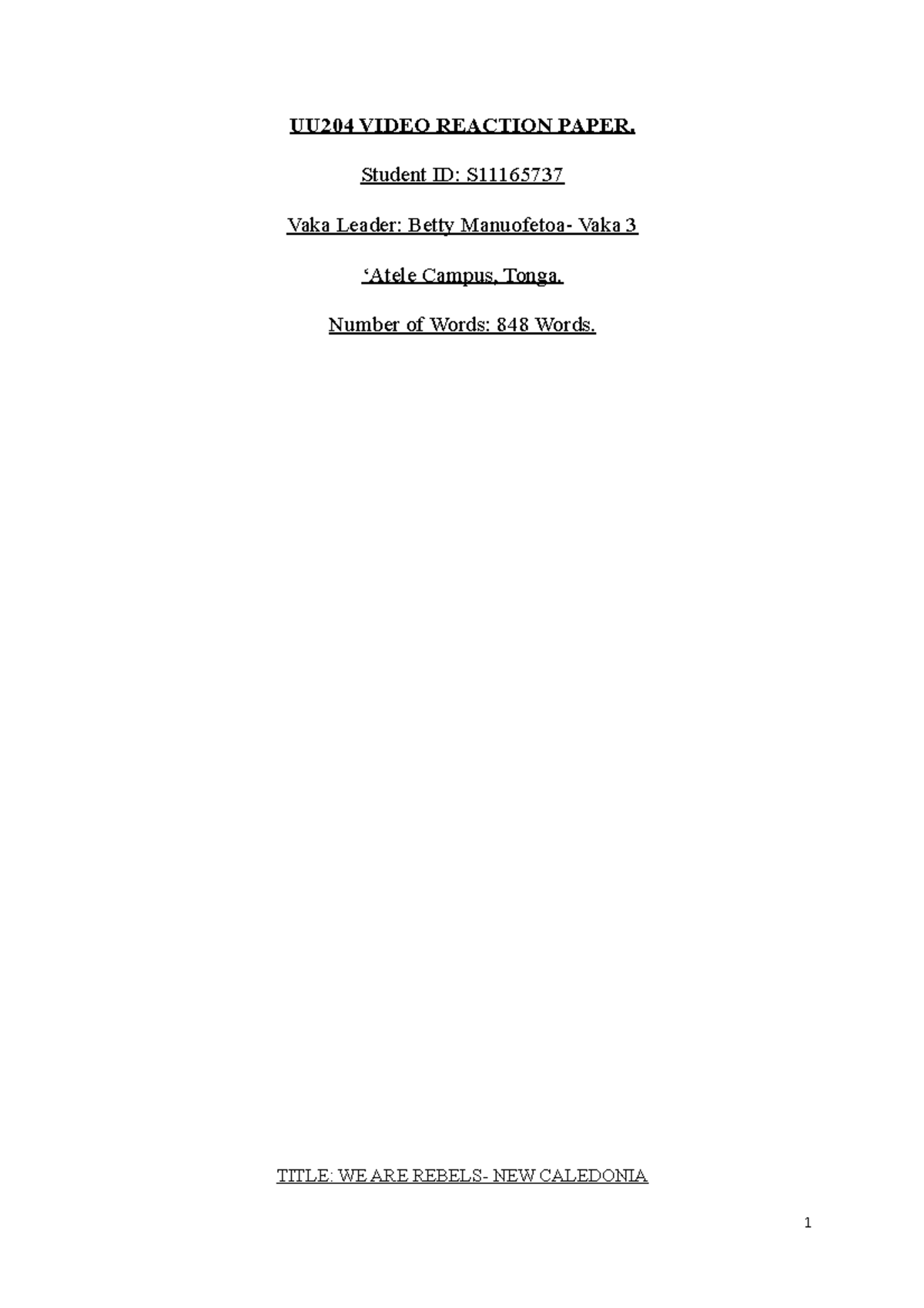 This is React Paper based on a video incident. - UU204 VIDEO REACTION ...