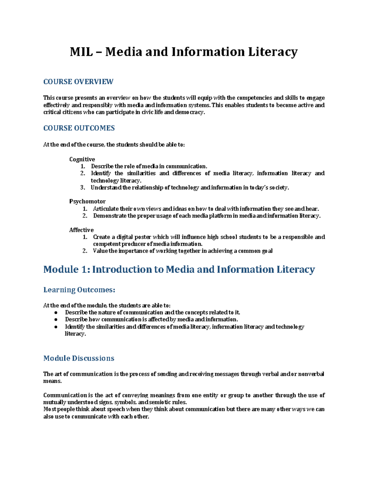 MIL Module 1 Introduction To MIL - Part 2 - MIL – Media And Information ...