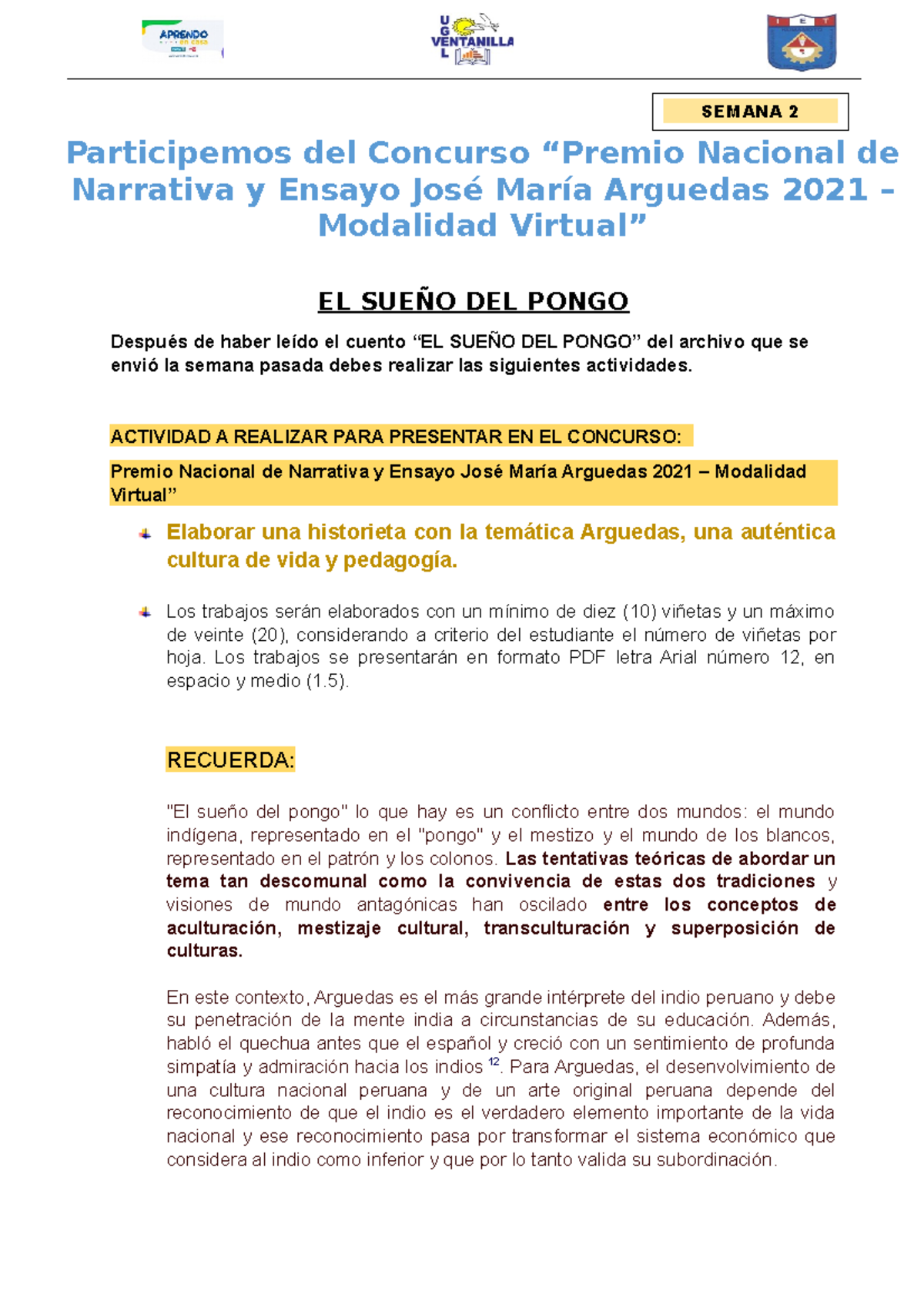 EL Sueño DEL Pongo Semana 2 Participemos del Concurso “Premio