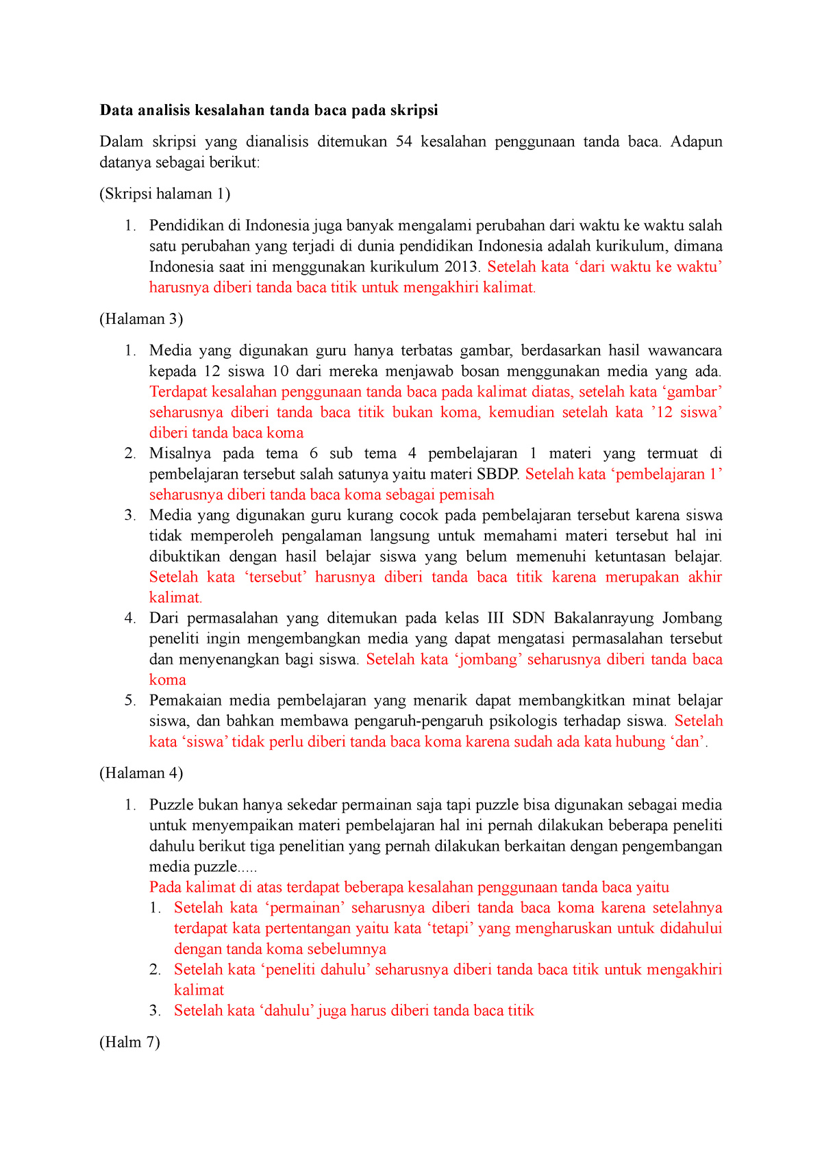 Data Analisis Kesalahan Tanda Baca Pada Skripsi - Adapun Datanya ...