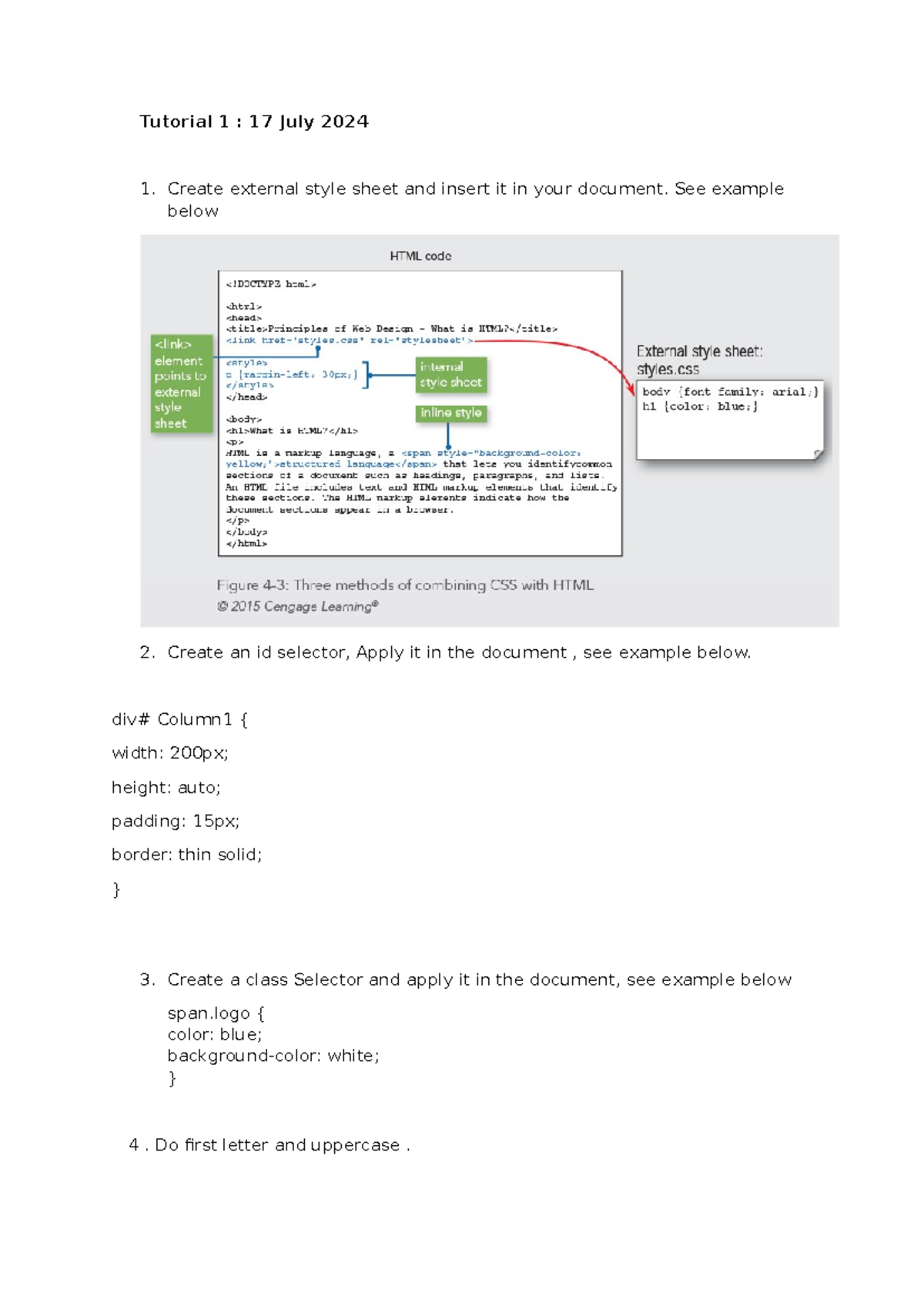 Tutorial 1 - 2024 - SCPS332 - Tutorial 1 : 17 July 2024 Create external ...