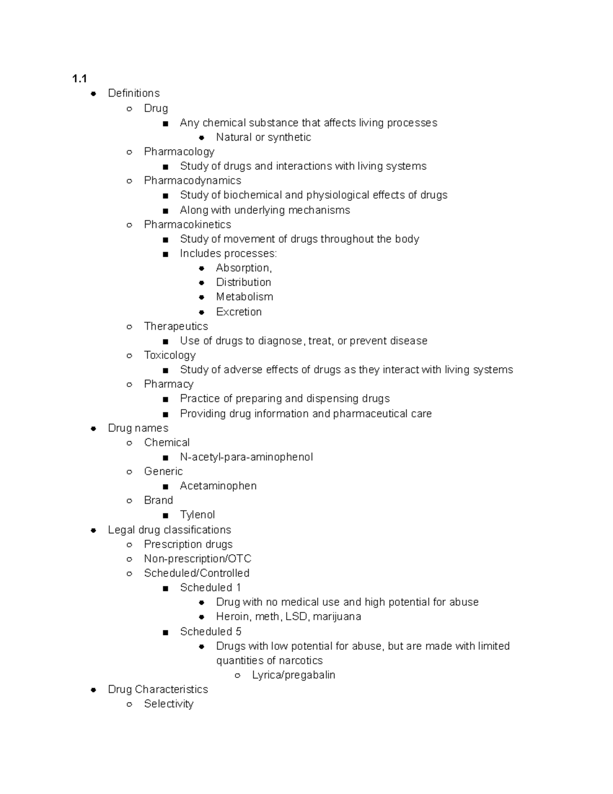 1.1 Notes - Introduction to pharmacology: definitions - 1. Definitions ...