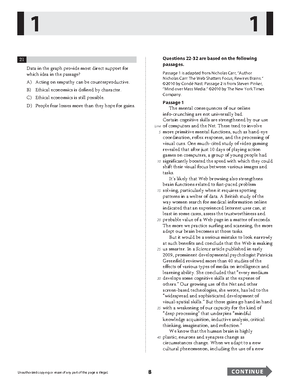 SAT Test 2 CR Passage 2 - Questions 11-21 are based on the following ...