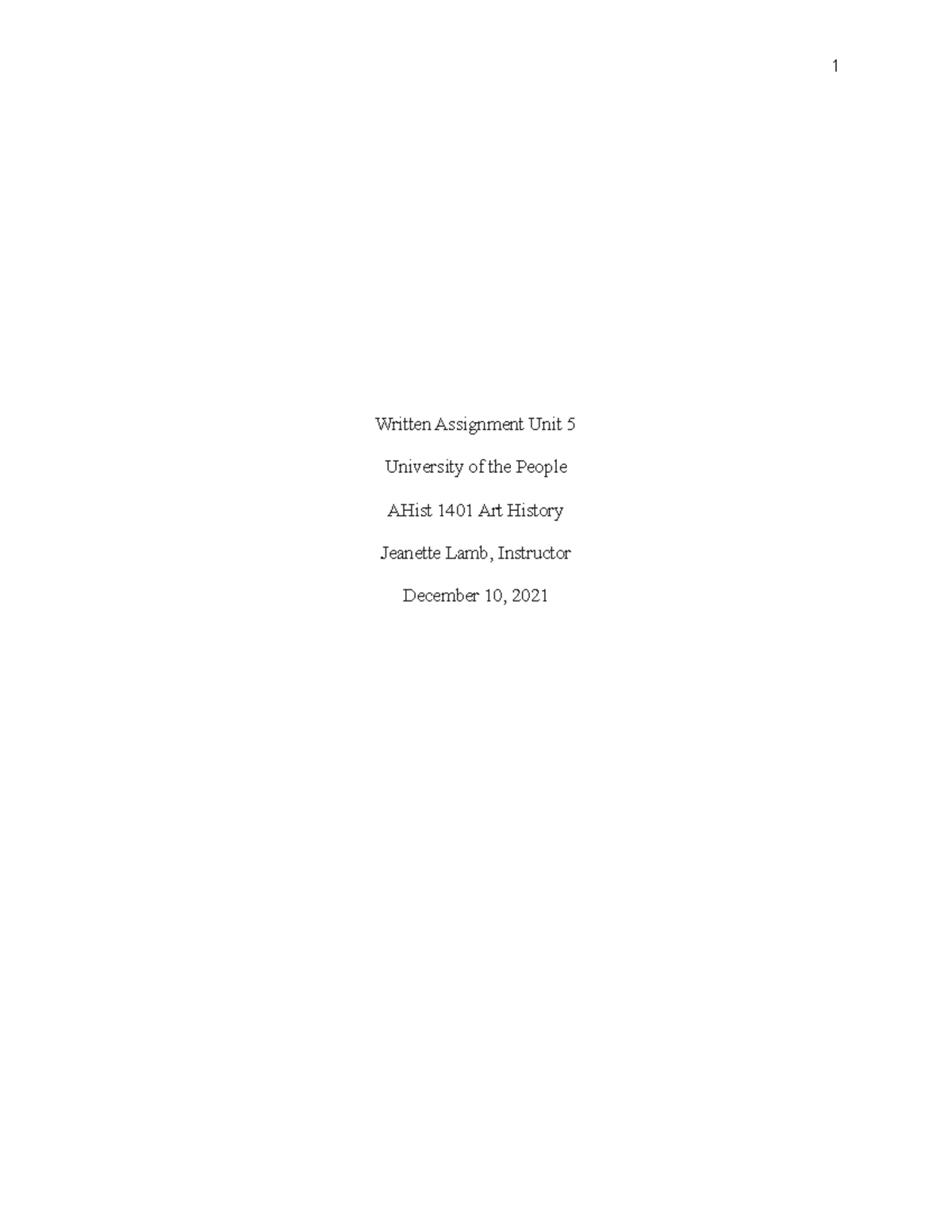 Unit 5 Written Assignment - Written Assignment Unit 5 University of the ...