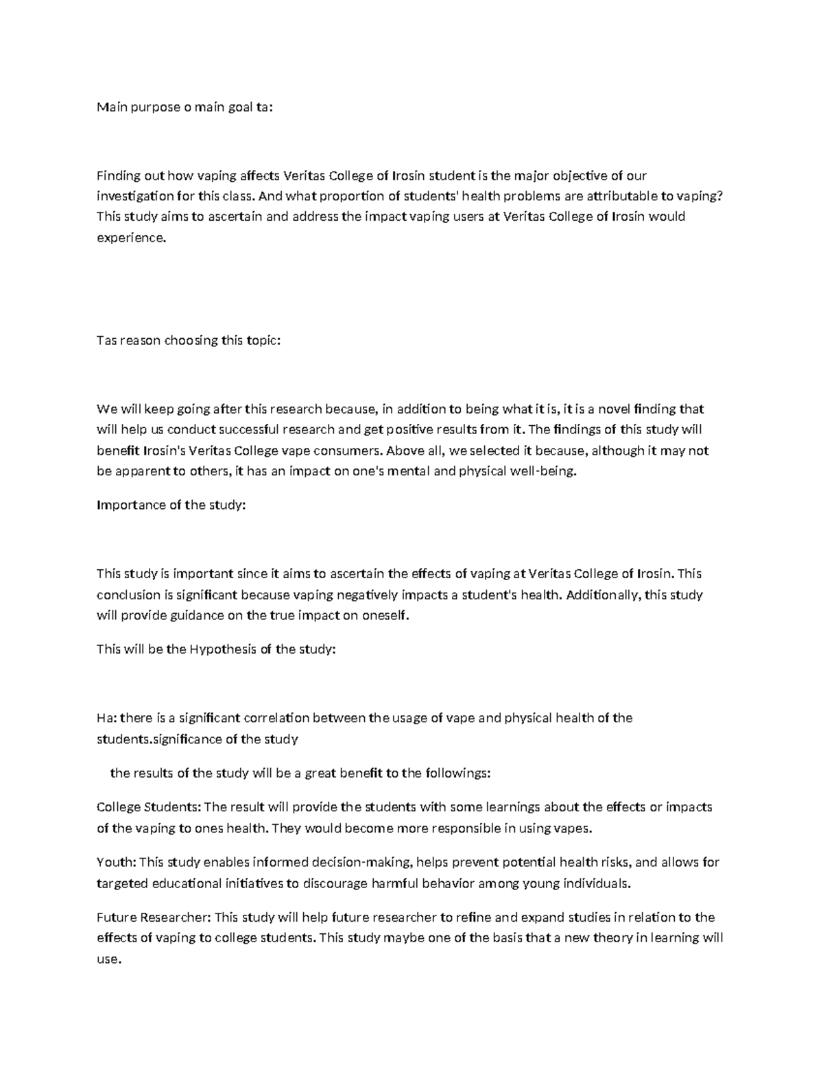 Main purpose oWPS Office Main purpose o main goal ta Finding out