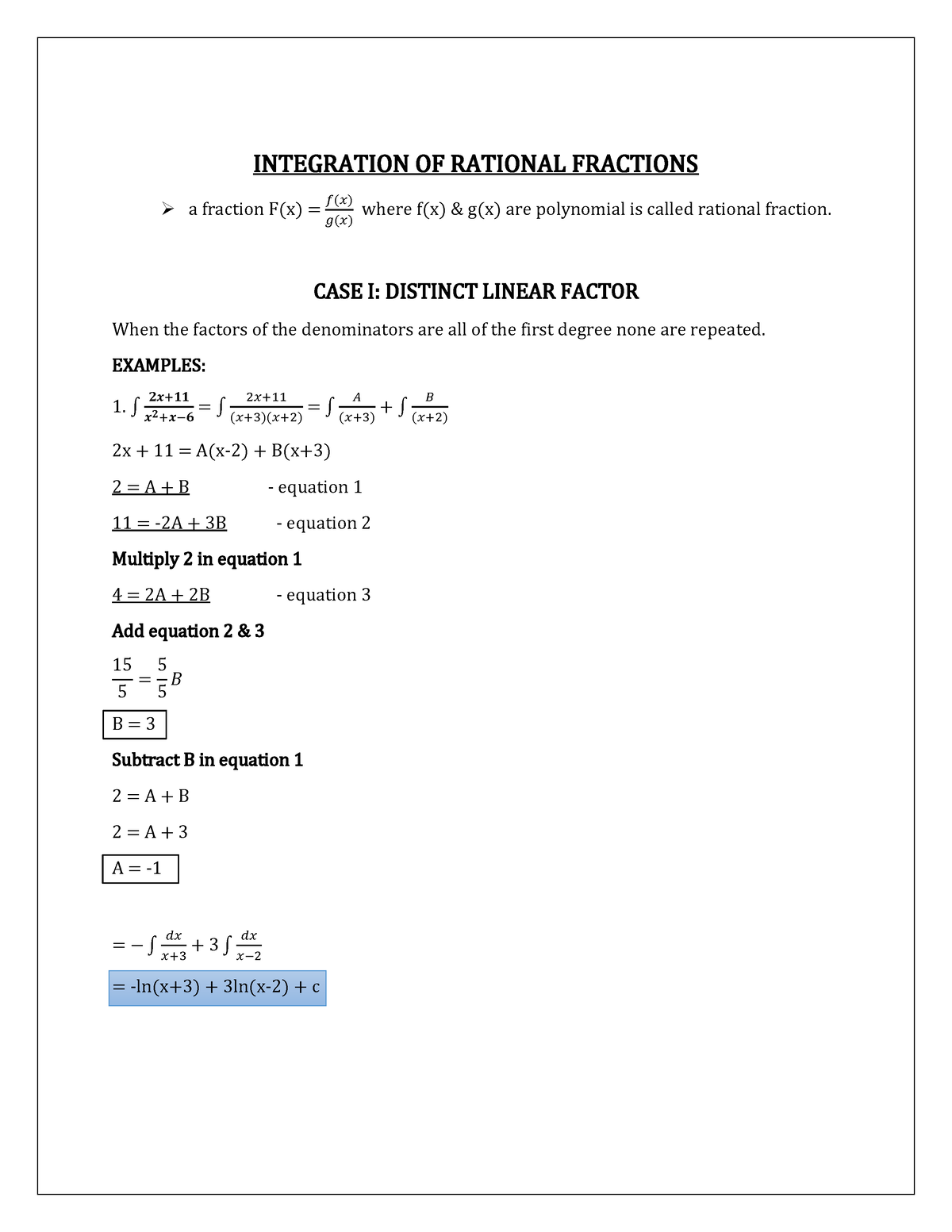 integration-of-rational-fraction-integration-of-rational-fractions-a