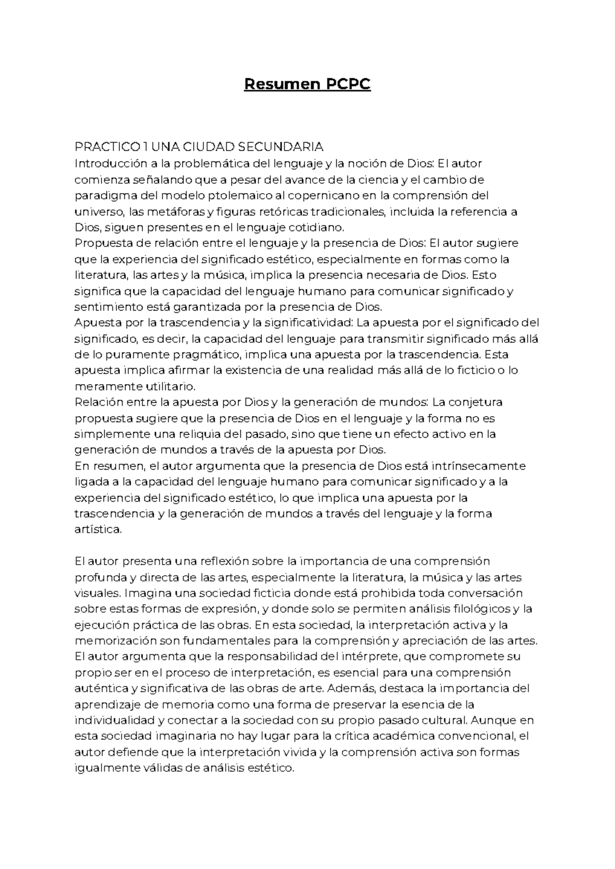 Resumen PCPC - Resumen PCPC PRACTICO 1 UNA CIUDAD SECUNDARIA ...