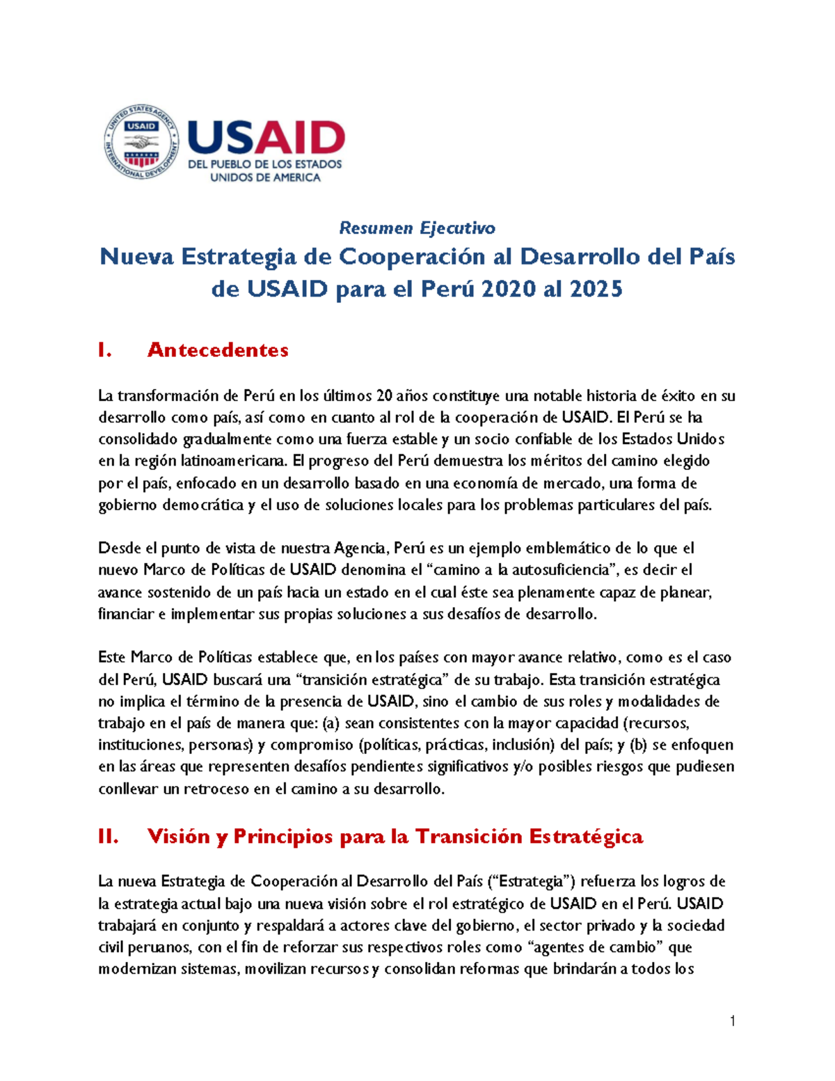 Resumen de Estrategia de Usaid en Peru 2020 2025 06 julio 2020 2