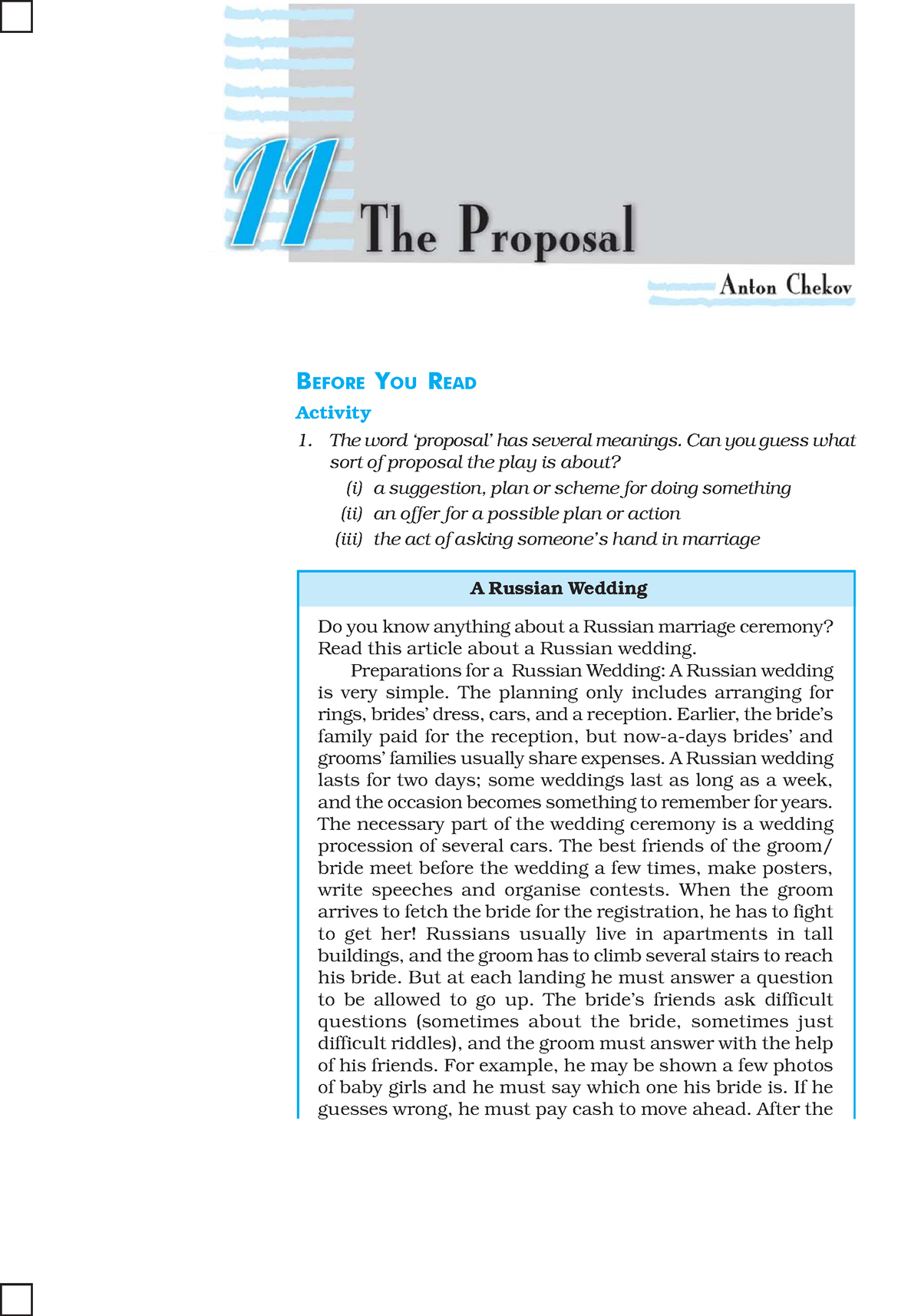 The Proposal - B EFORE Y OU R EAD Activity The Word ‘proposal’ Has ...