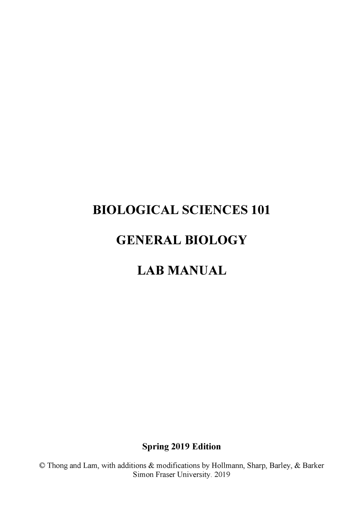 Lab Manual 2019 Spring BISC 101 - BIOLOGICAL SCIENCES 101 GENERAL ...