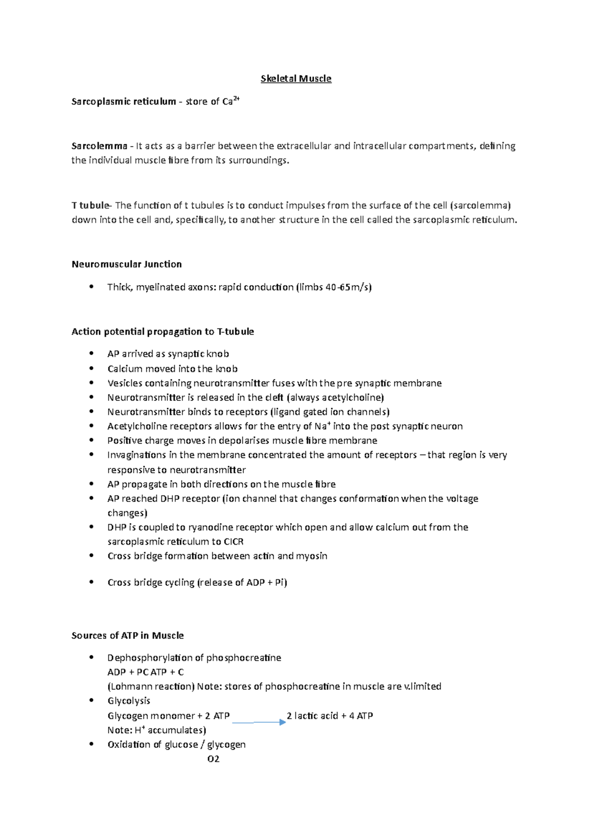 Skeletal Muscle - Lecture notes 1 - Skeletal Muscle Sarcoplasmic ...