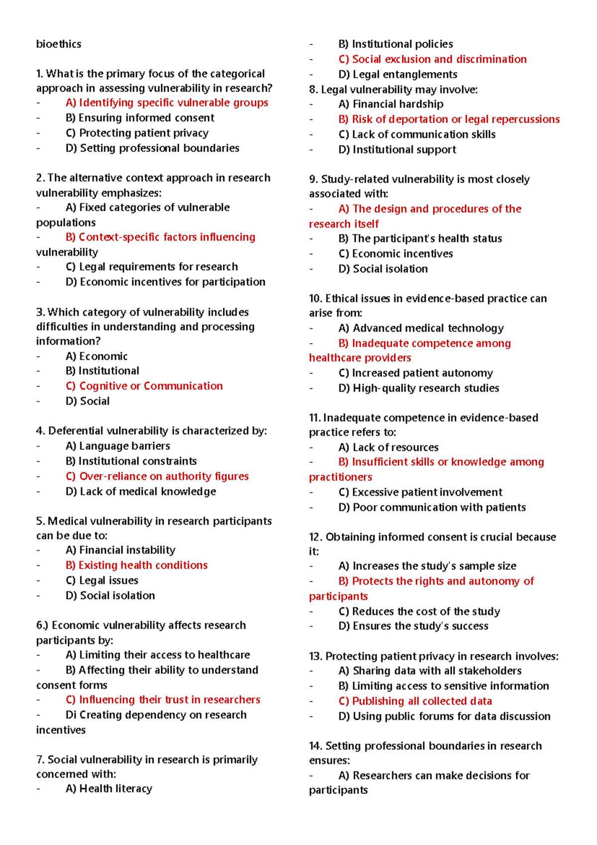 Bioethics - bioethics What is the primary focus of the categorical ...