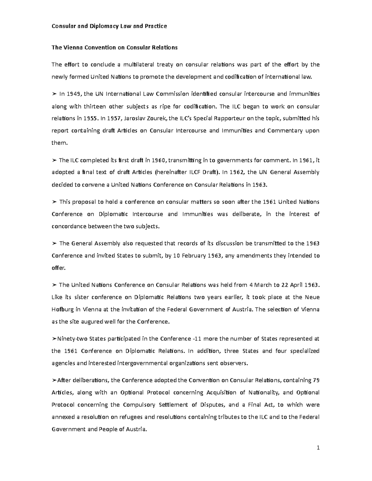 Apuntes The Vienna Convention on Consular Relations Consular and Diplomacy Law and Practice