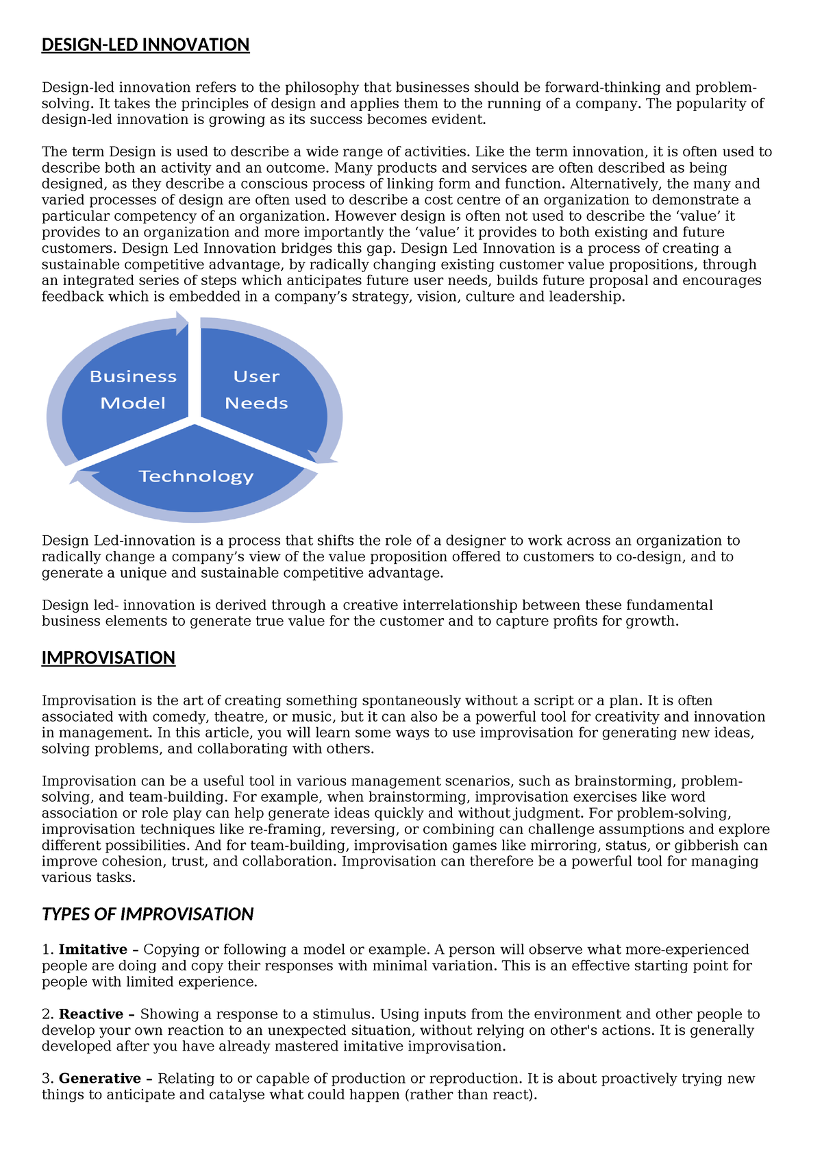 UNIT 1 Innovation & Entrepreneurship - DESIGN-LED INNOVATION Design-led ...