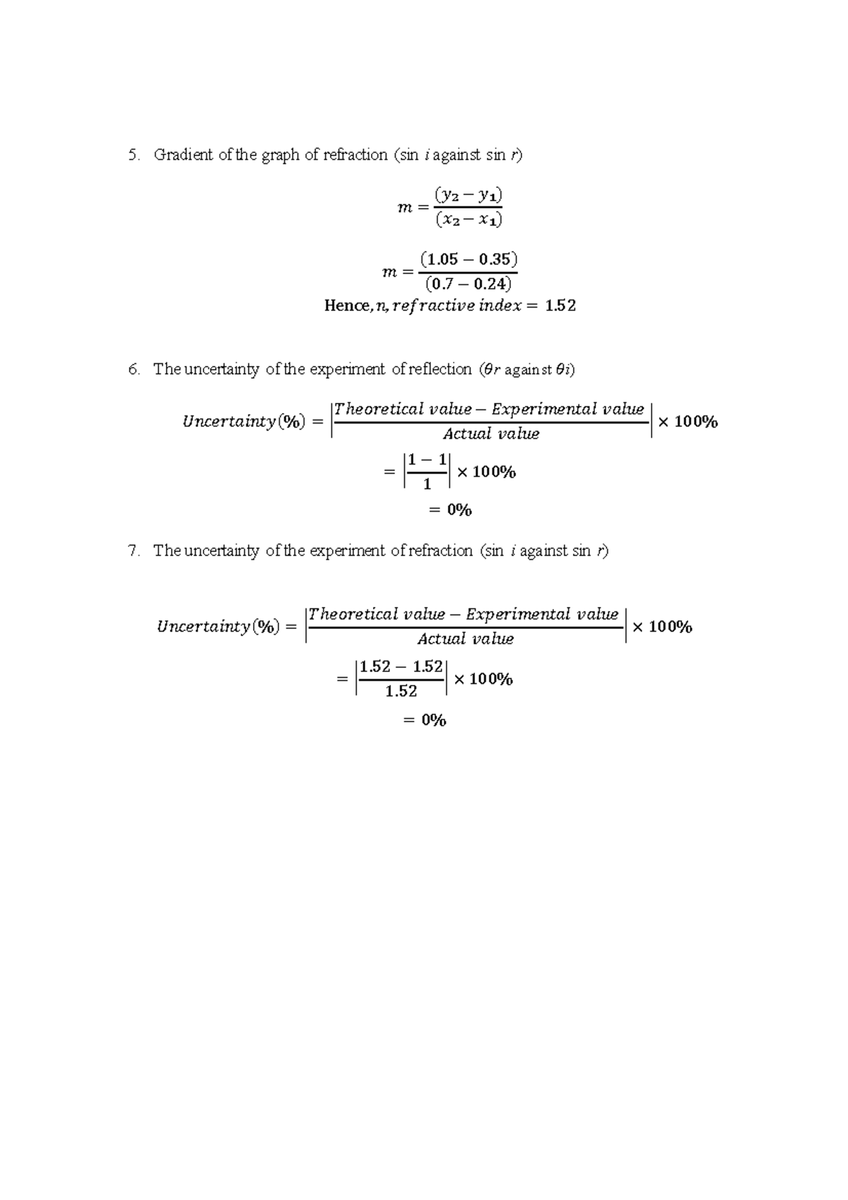 10 11 - usable - Gradient of the graph of refraction (sin i against sin ...