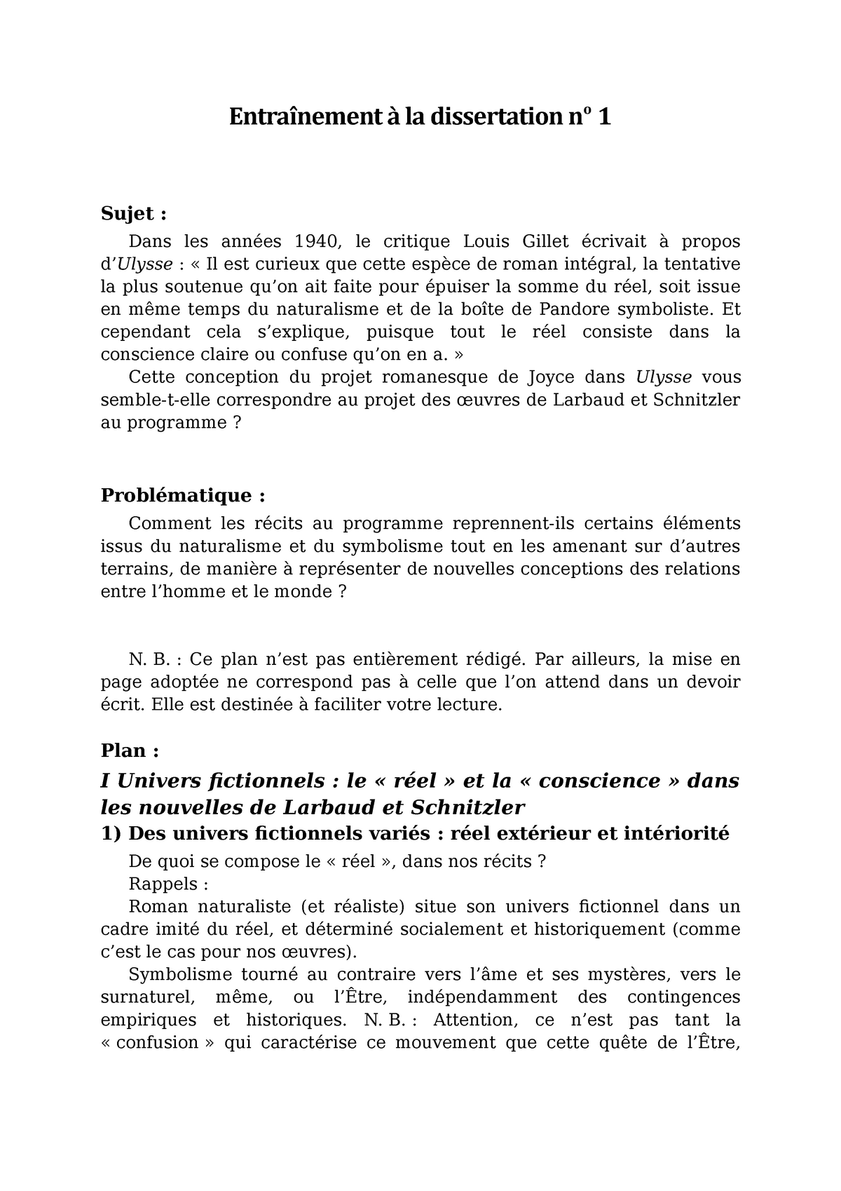 Dissertation D Entrainement Plan Detaille Entrainement A La Dissertation No 1 Sujet Dans Les Studocu