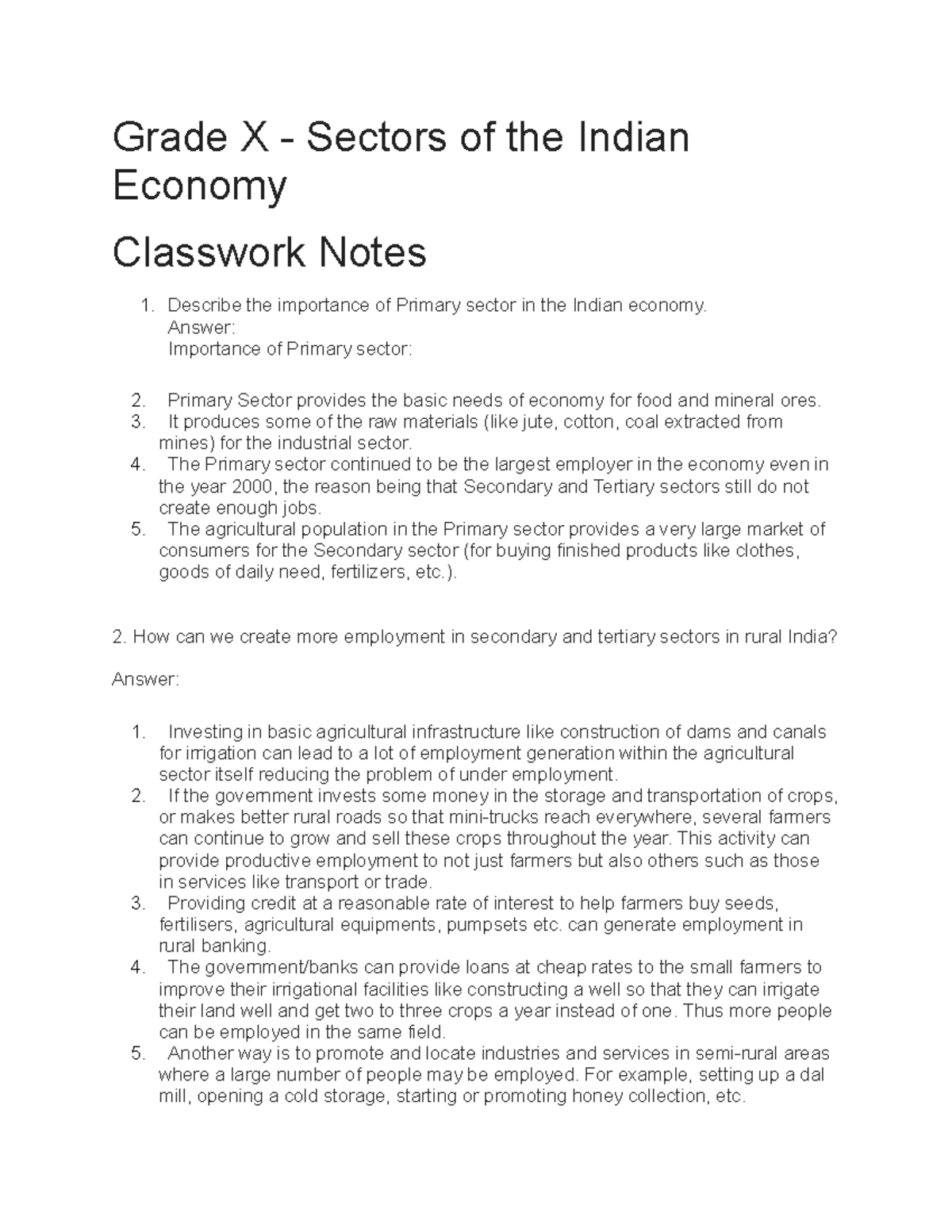 cbse-class-x-economics-ch-2-sectors-of-the-indian-economy-grade-x