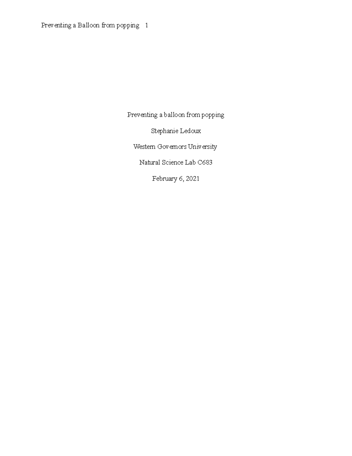 C683 Natural Lab Task passed - Preventing a balloon from popping ...
