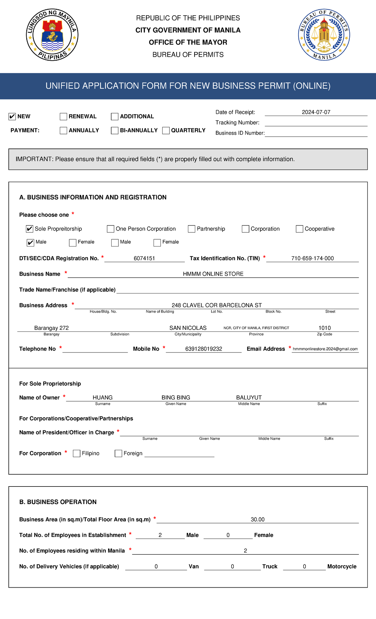 Application form - Basta malupit yan - REPUBLIC OF THE PHILIPPINES CITY ...
