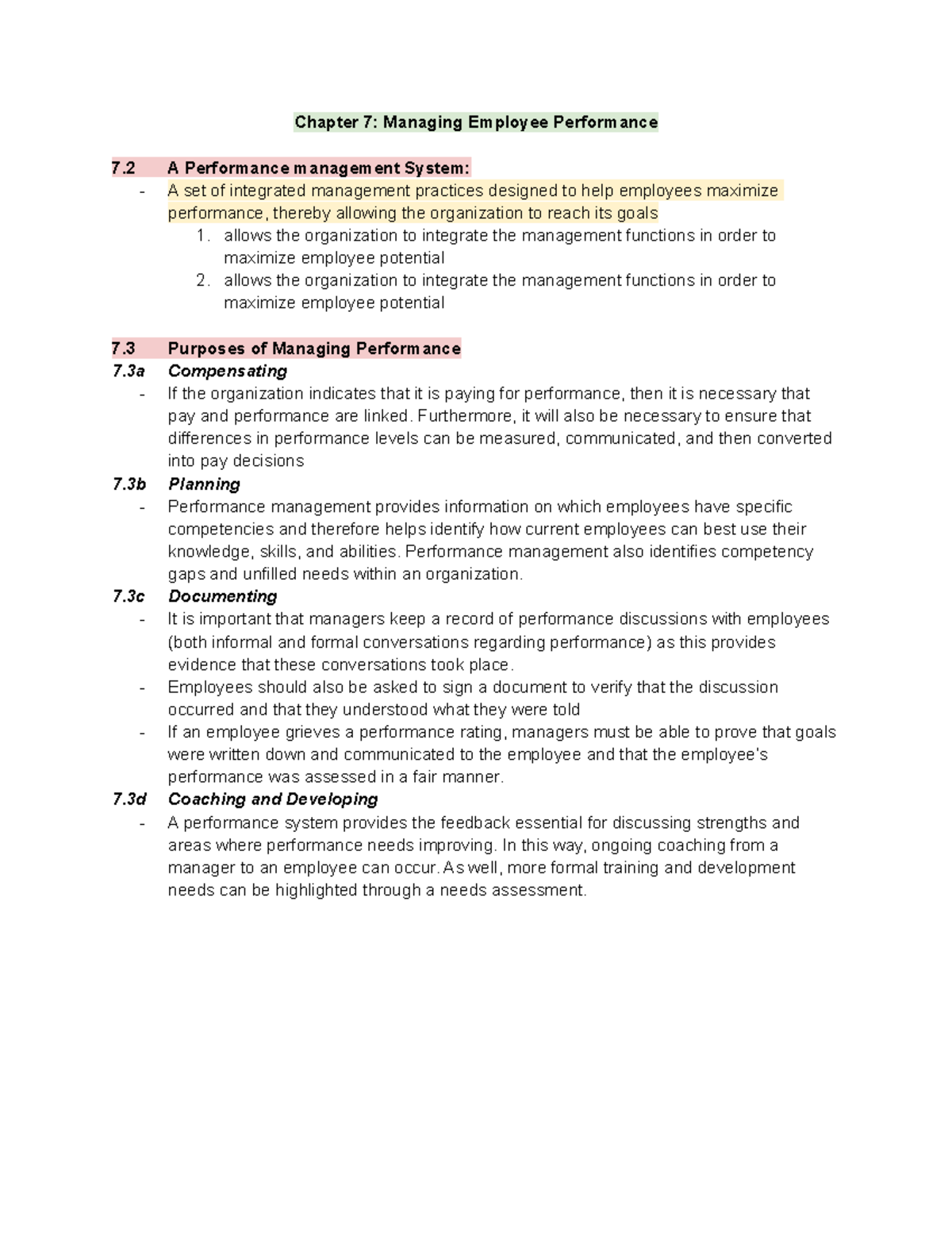 CMHR523 - Week 9 Reading - Chapter 7: Managing Employee Performance 7 A ...