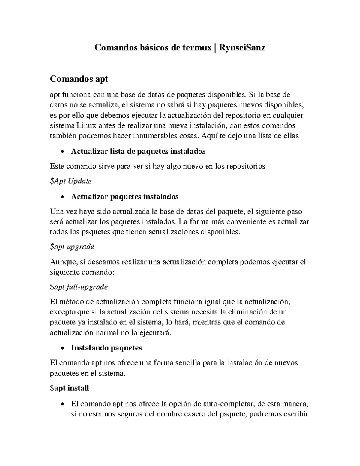 Comandos basicos termux - Comandos básicos de termux | RyuseiSanz ...