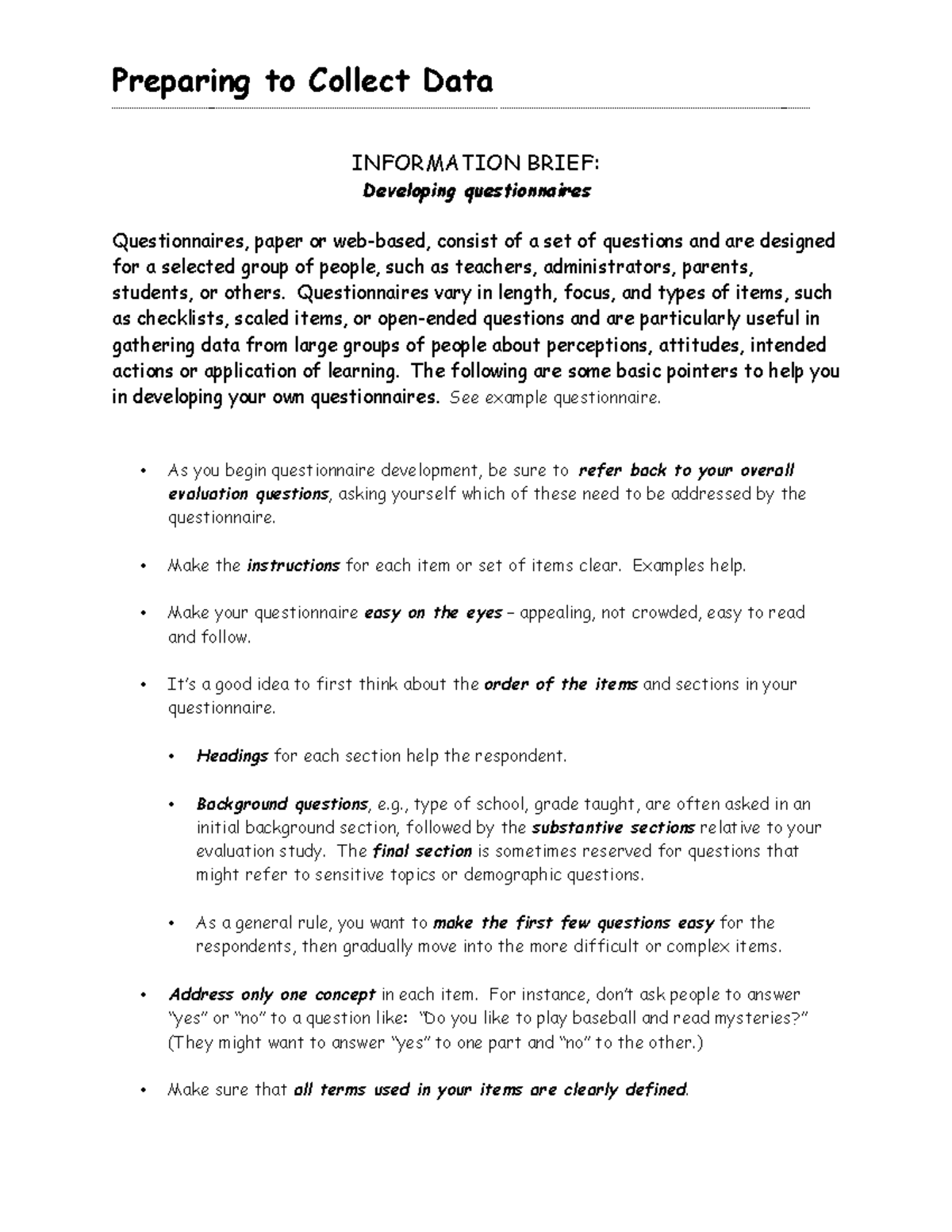 Preparing questionnare to Collect data - Preparing to Collect Data ...