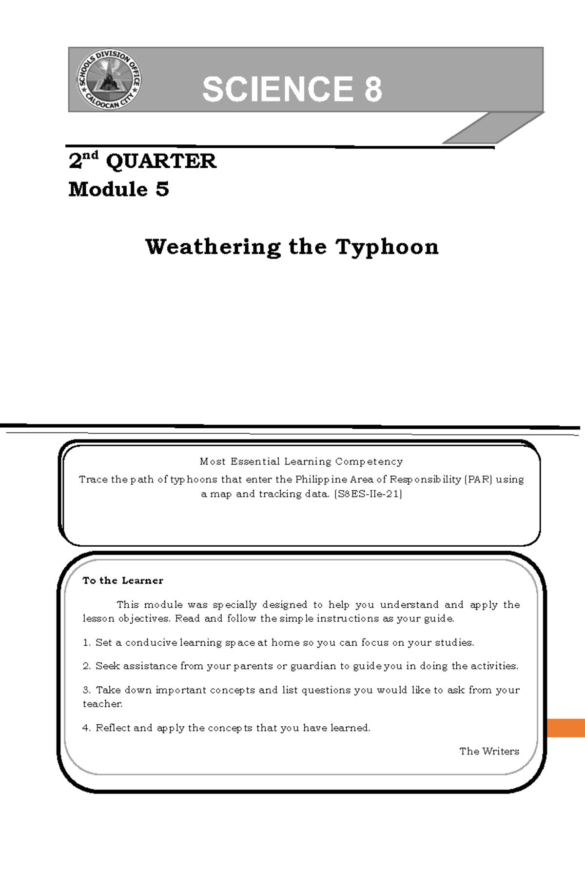 Science 8 Q2 Week 5 - SCIENCE 8 2 nd QUARTER Module 5 Weathering the ...