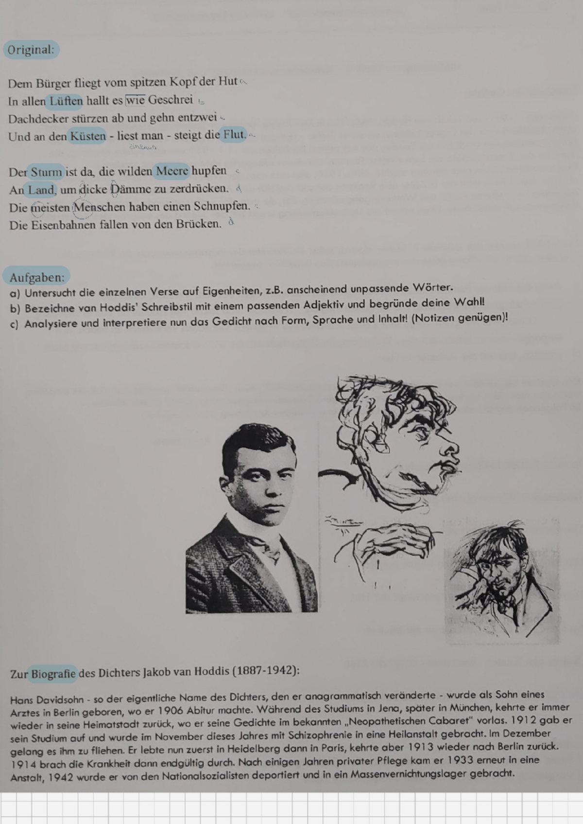 Weltende Jakob van Hoddis Deutsch Studocu