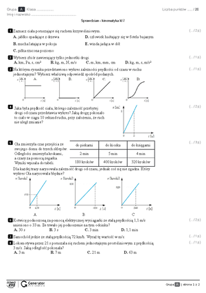 Bliżej Fizyki Sprawdzian Wiadomości Dział 6 Klasa 6 www.studocu.com