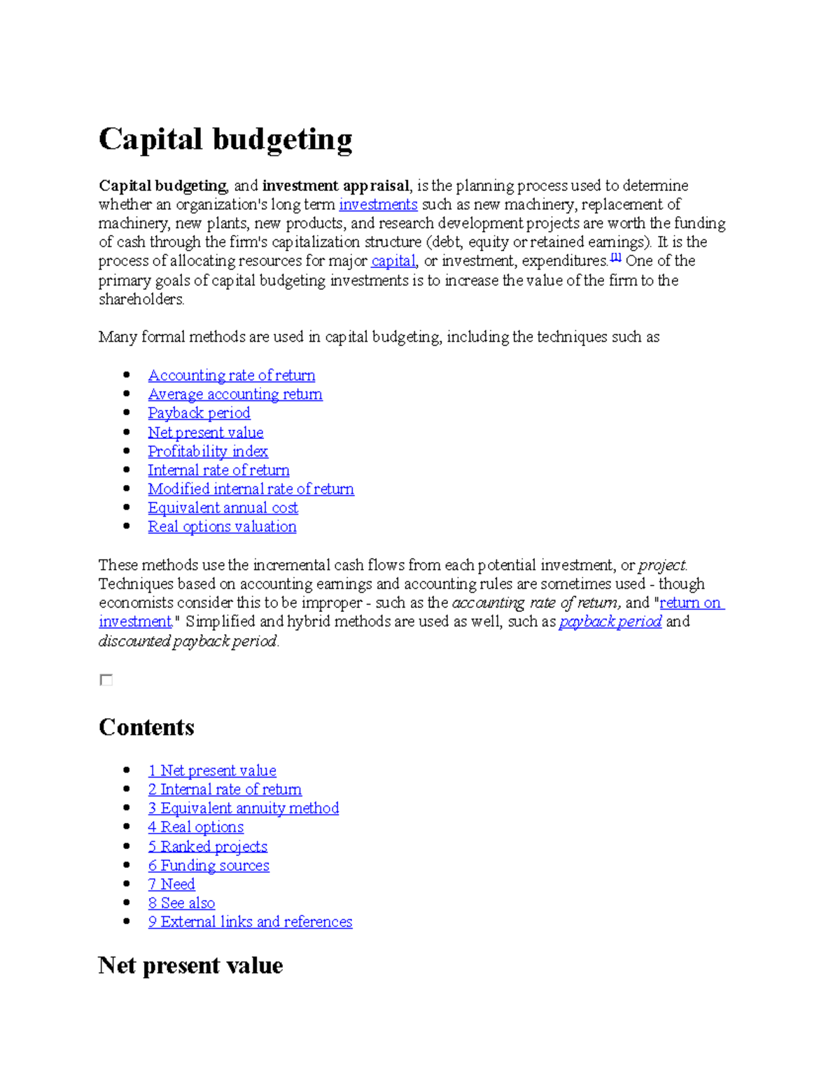 CAP BUDG - Capital budgeting techniques - Capital budgeting Capital ...