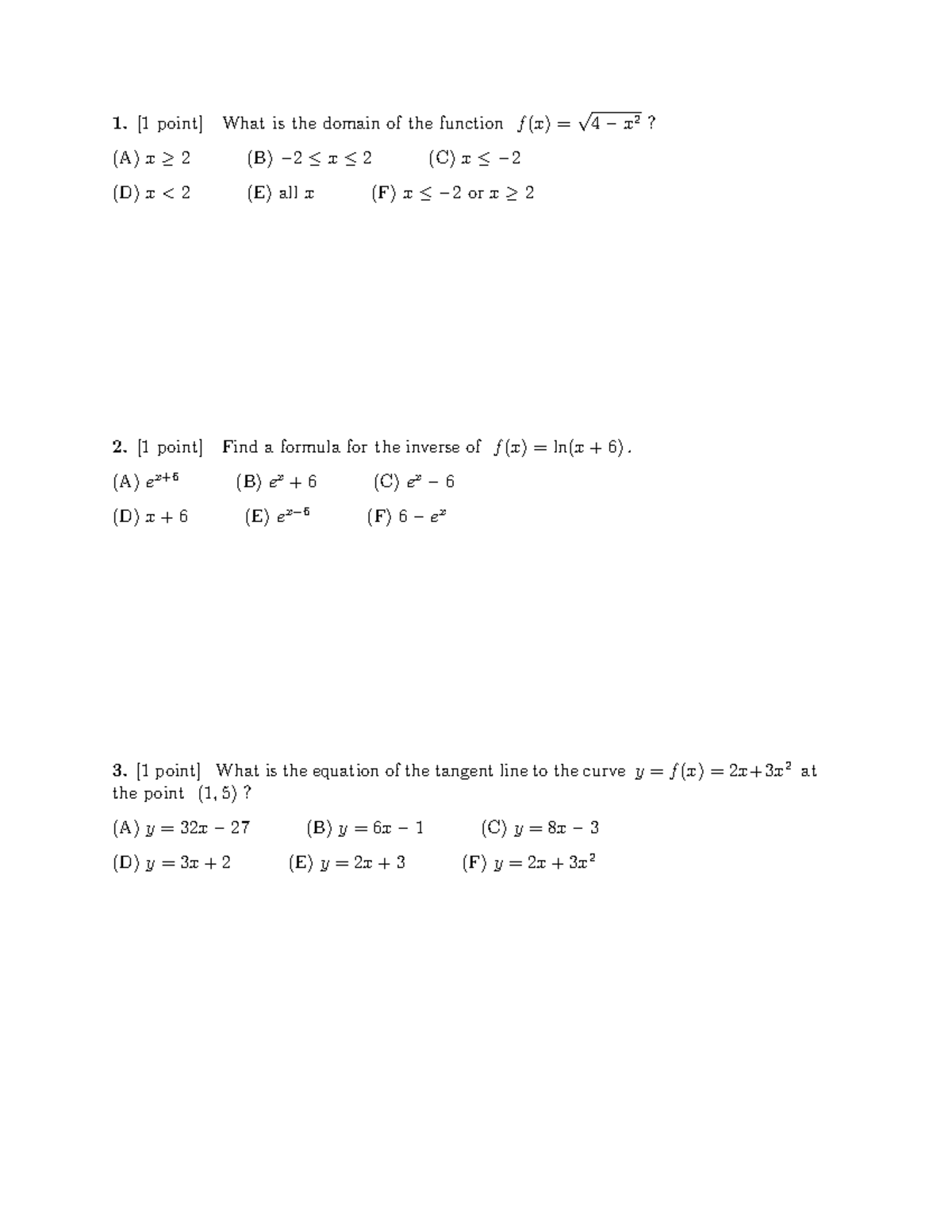 Mat1320 Practce Test 1 Point What Is The Domain Of The Function F 