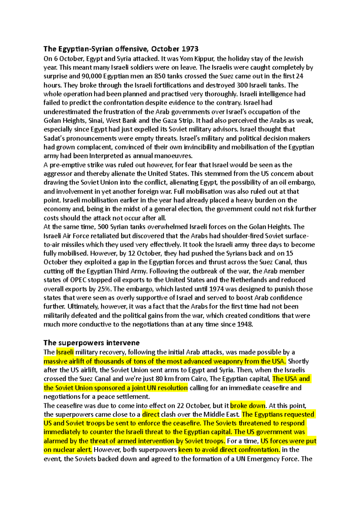 Yom kippur effects - The Egyptian-Syrian offensive, October 1973 On 6 ...