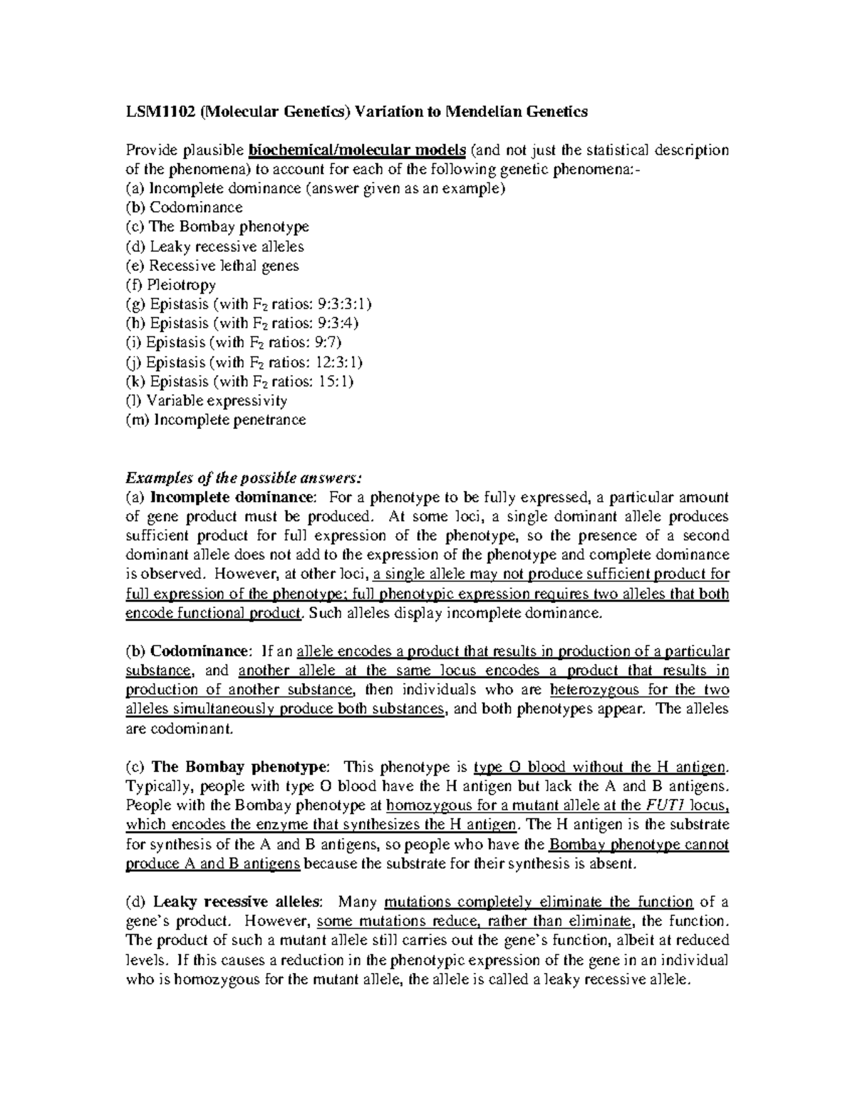 lsm.jpg4.us |lsm11-02 Questions on variations to mendelian genetics - wt answers - LSM1102  (Molecular Genetics) Variation - Studocu