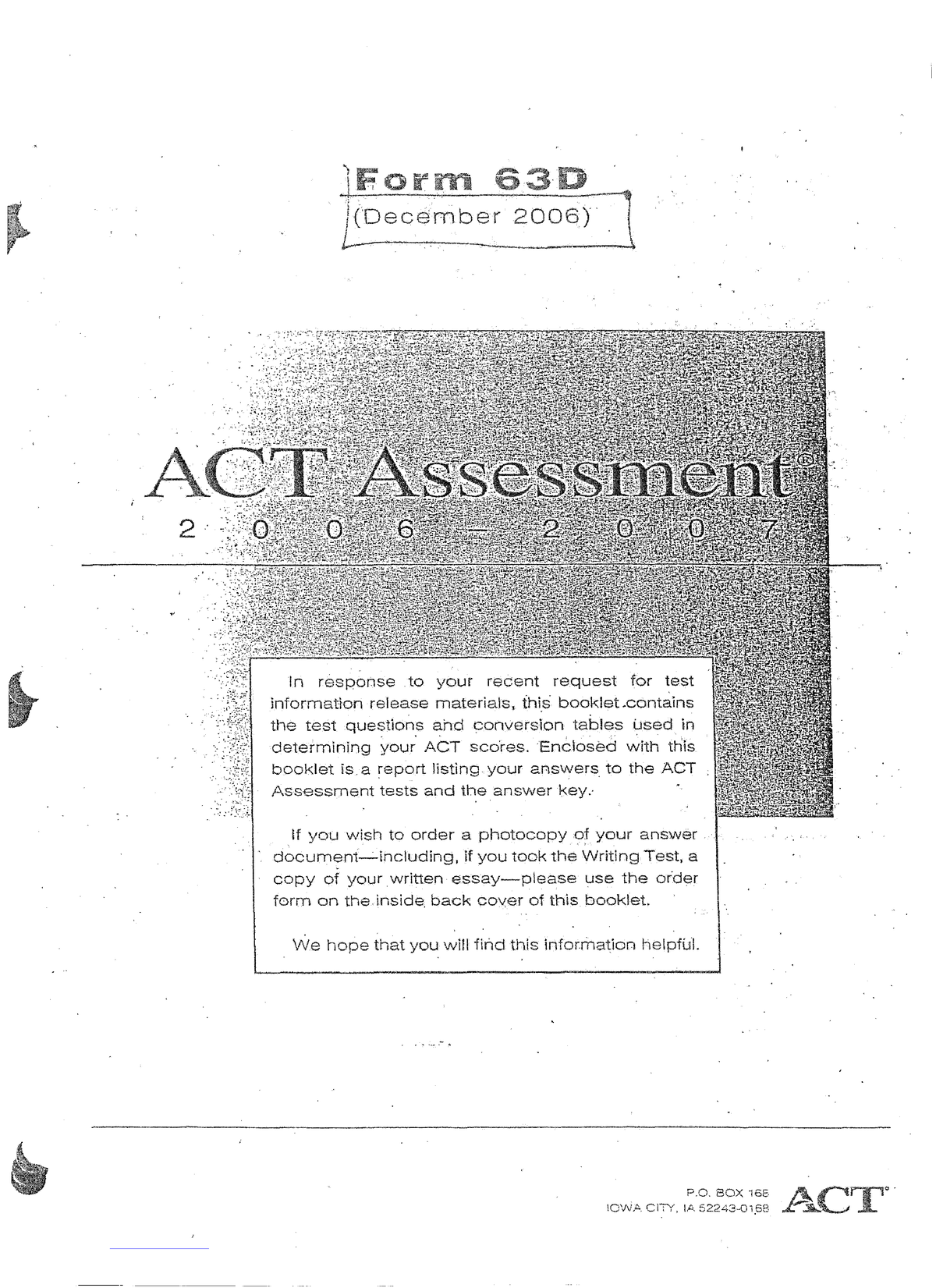 act-2006-12-form-63d-act-practice-test-engle-4400e-actexam