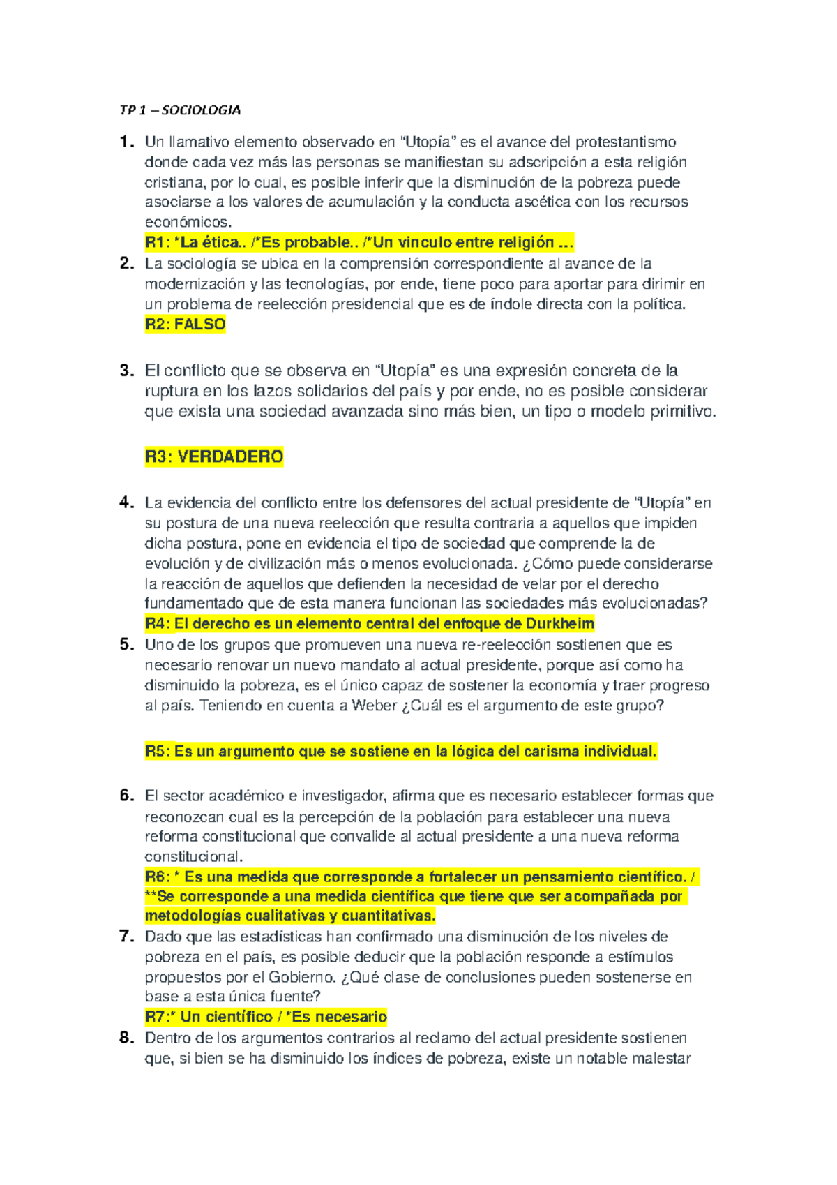 Preguntero Del Tp1 Sociologia General 100 Tp Sociologia Un Llamativo Studocu