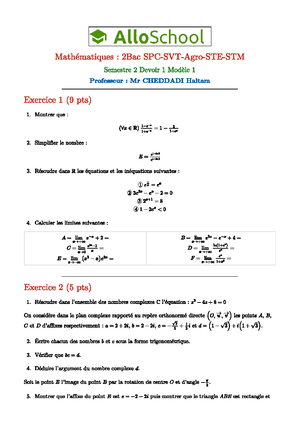 Math 2bac spc svt ste stm examen national 2021 session rattrapage 4 ...