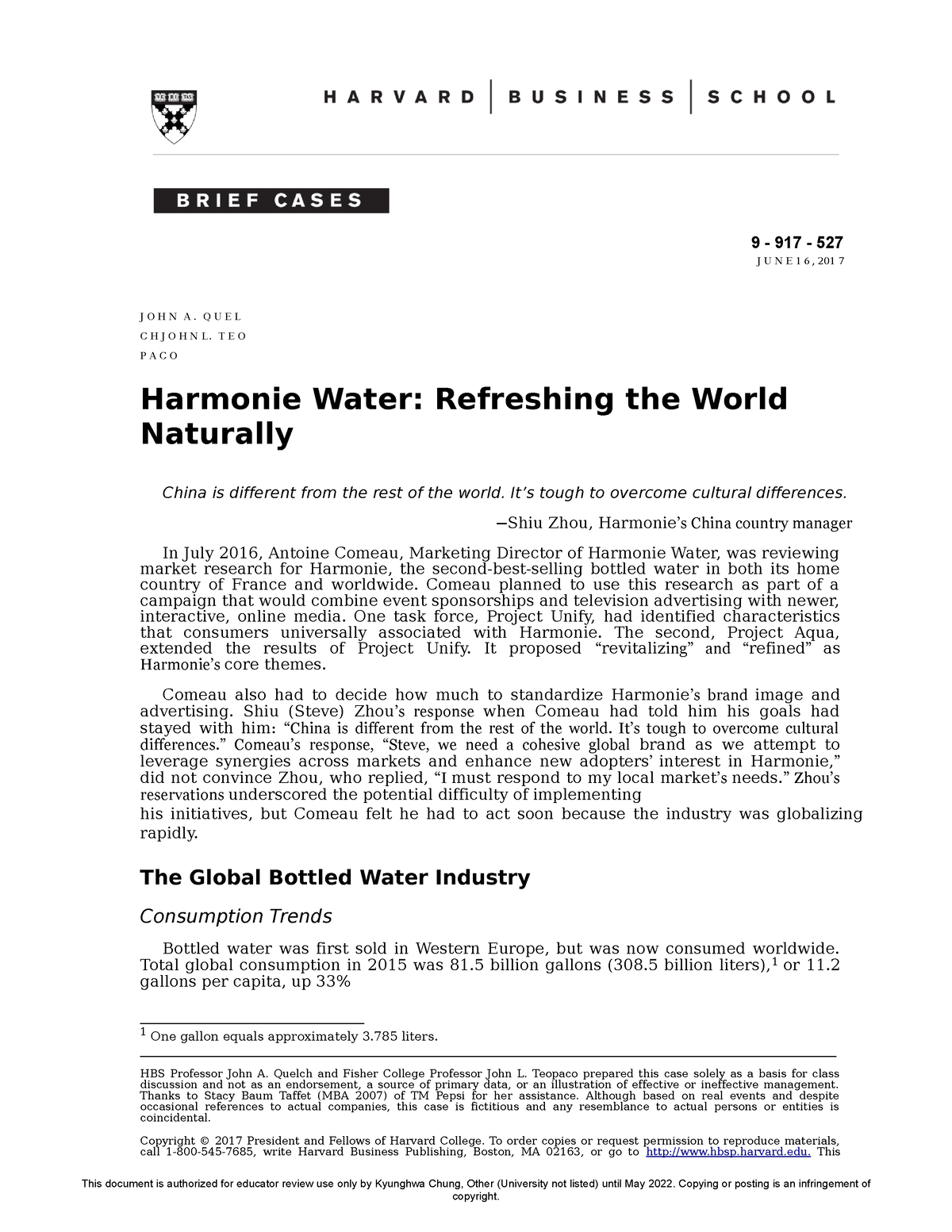 harmonie water case study swot analysis