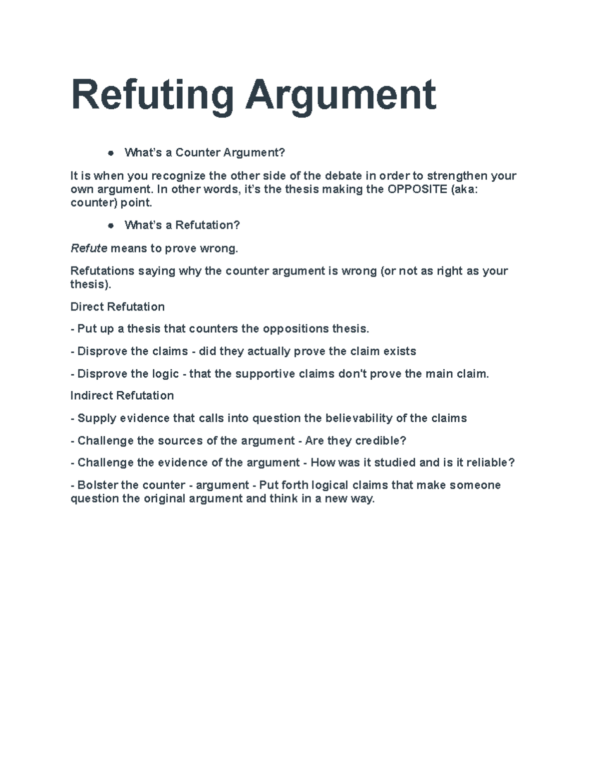 Refuting an Argument Refuting Argument What’s a Counter Argument? It