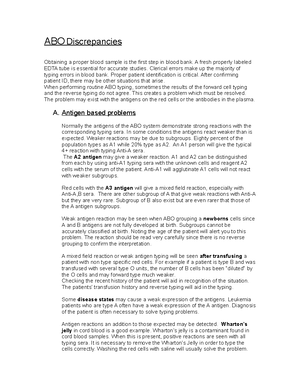 Rh and WEAK D Procedure lab manual - Rh Typing using Tube testing The ...