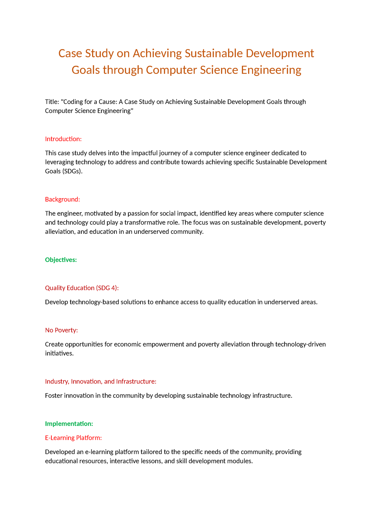 case study on sustainable development class 8