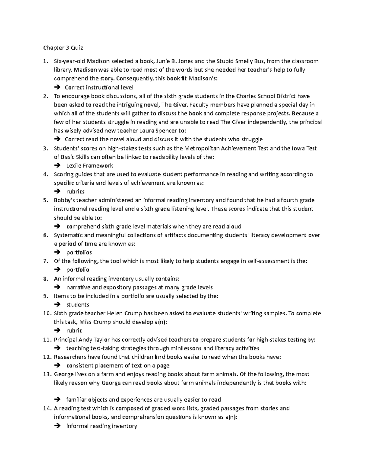 RDG 318-899 sum22 quiz questions-answers - Chapter 3 Quiz Six-year-old ...