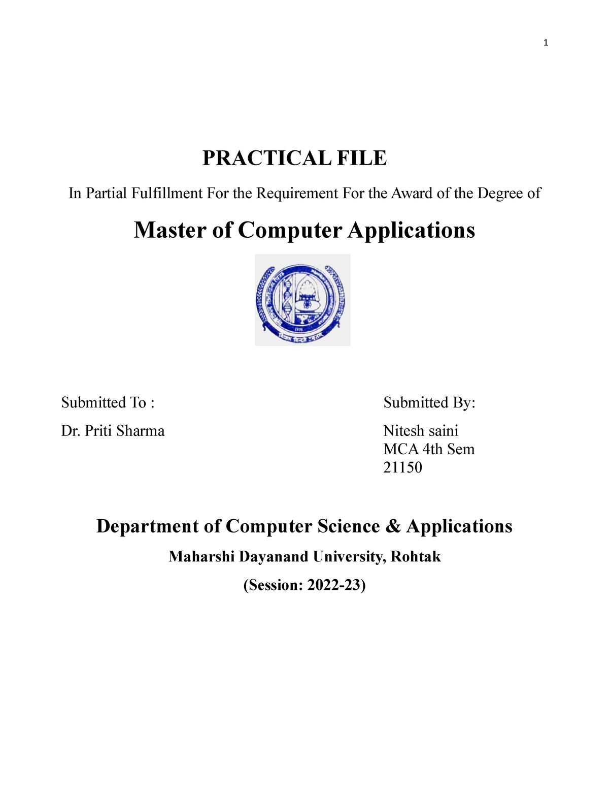 150 niesh - practical - PRACTICAL FILE In Partial Fulfillment For the ...