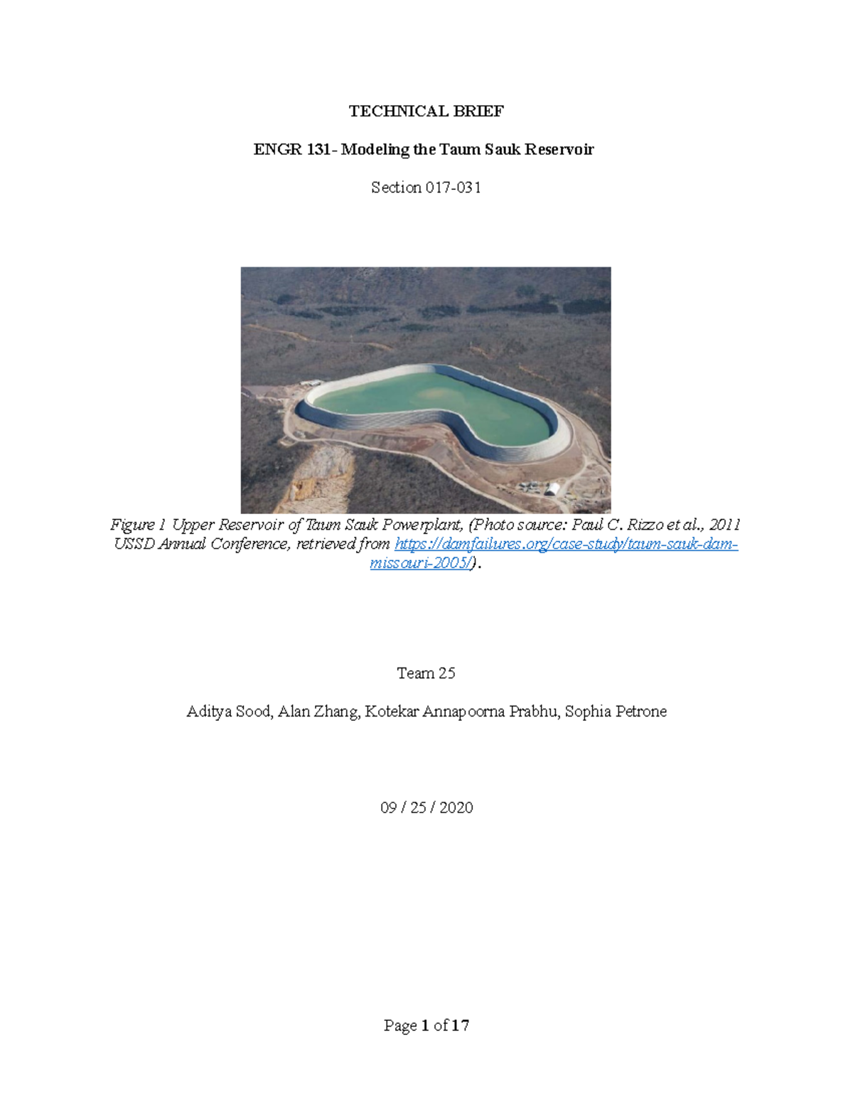 engr 131 assignment 25 - TECHNICAL BRIEF ENGR 131- Modeling the Taum ...