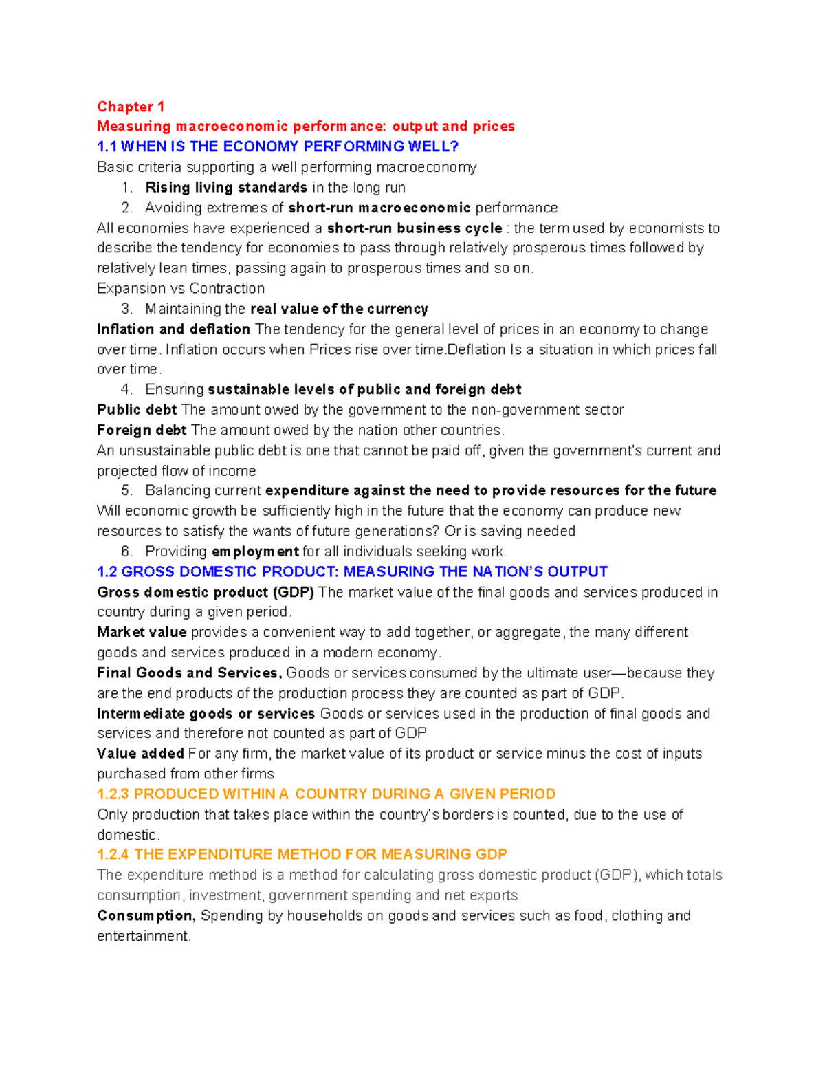 Econ110 Chapter 1-4 - Lecture notes 1-4 - Chapter 1 Measuring ...