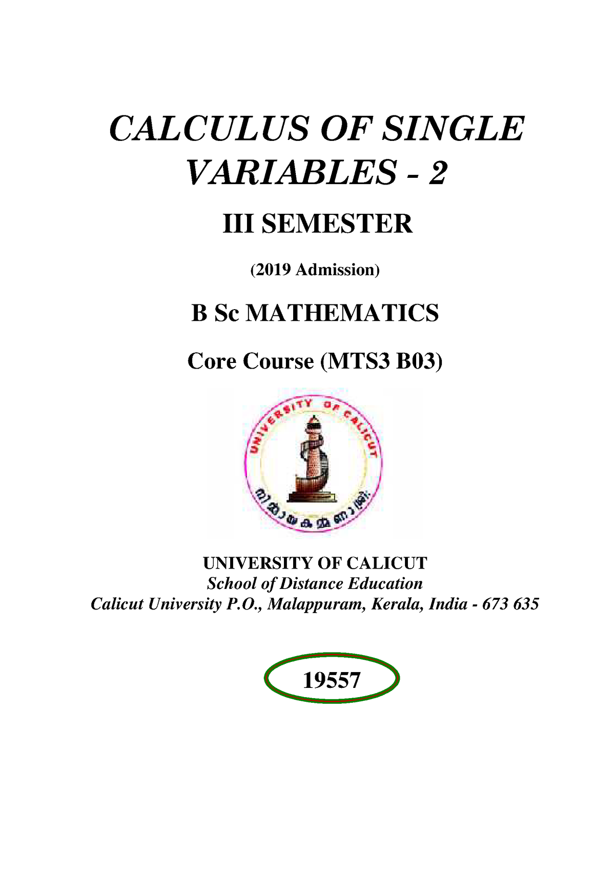 III Sem- Mathes-Calculus Of Single Variables - CALCULUS OF SINGLE ...