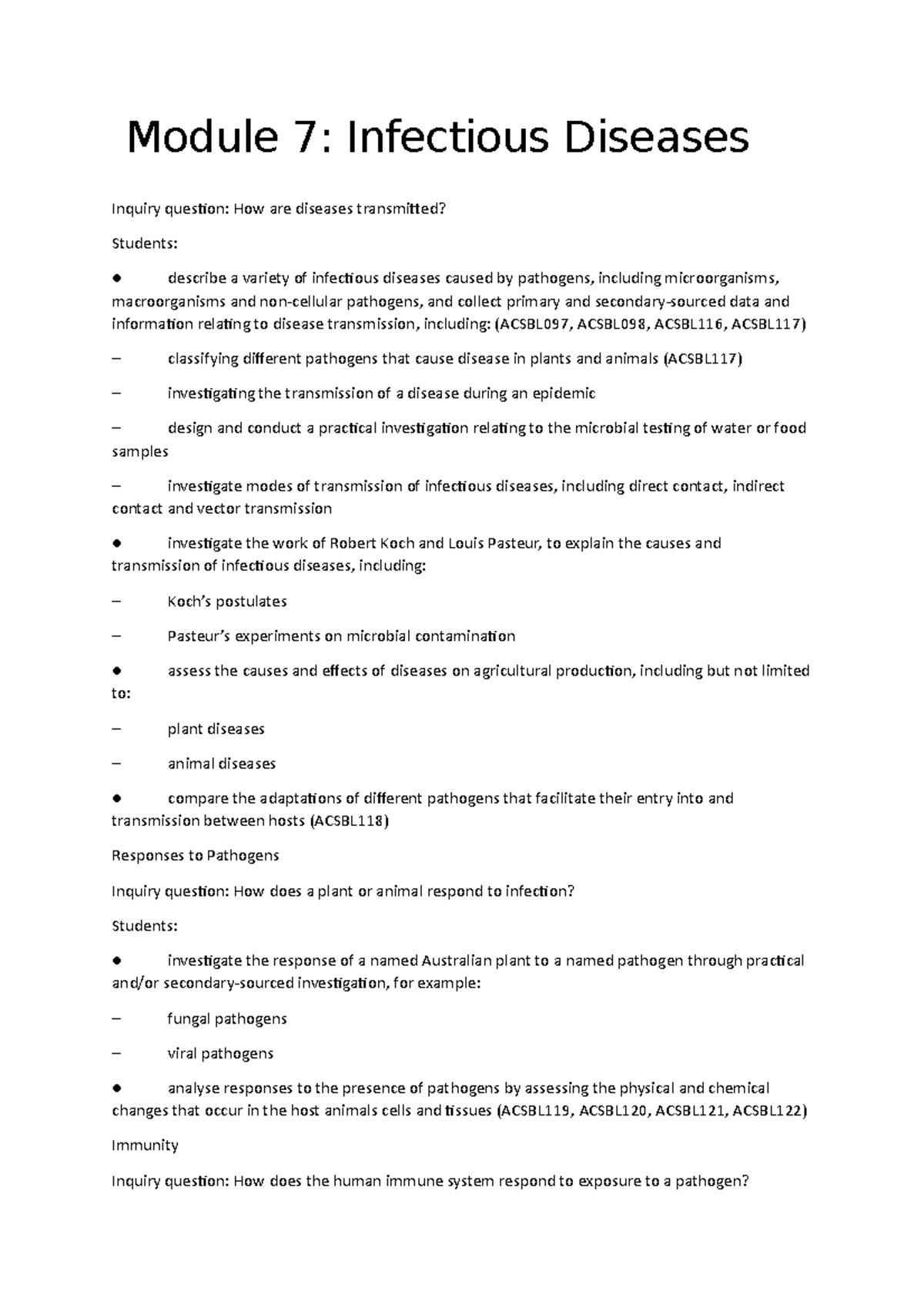 Mod 7 Infectious Diseases Module 7 Infectious Diseases Inquiry