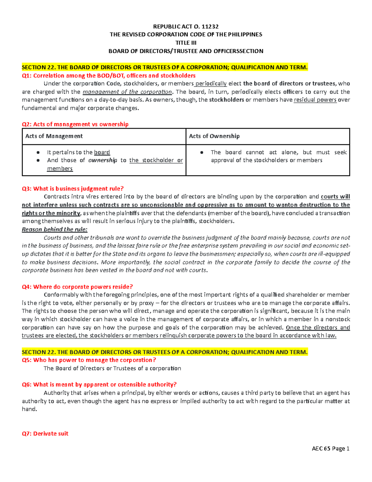 Revised Corporation Code of PH Title 3 - REPUBLIC ACT O. 11232 THE ...